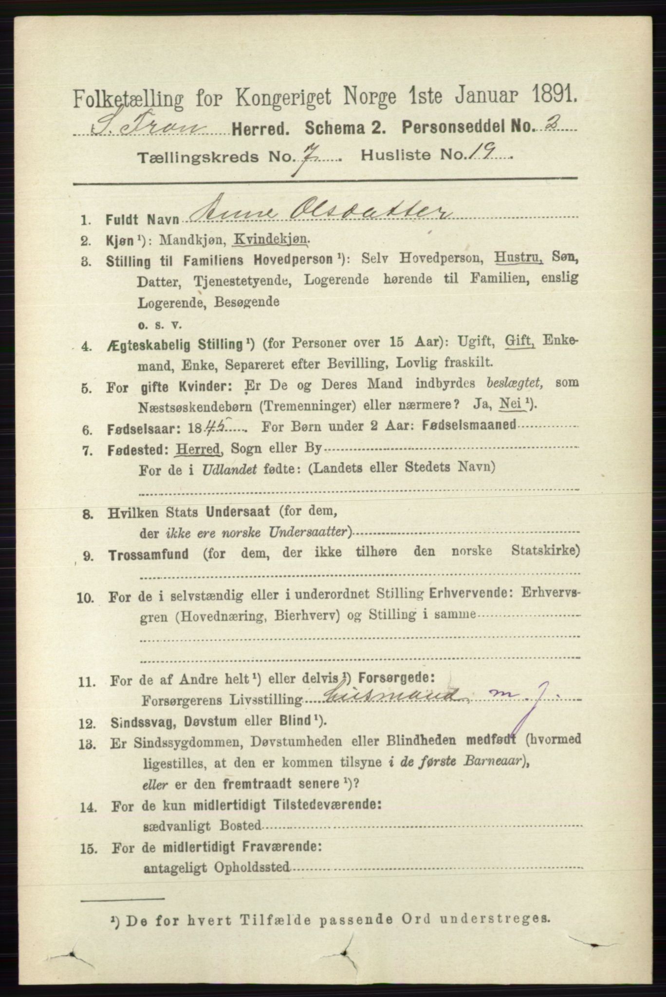 RA, 1891 census for 0519 Sør-Fron, 1891, p. 3139