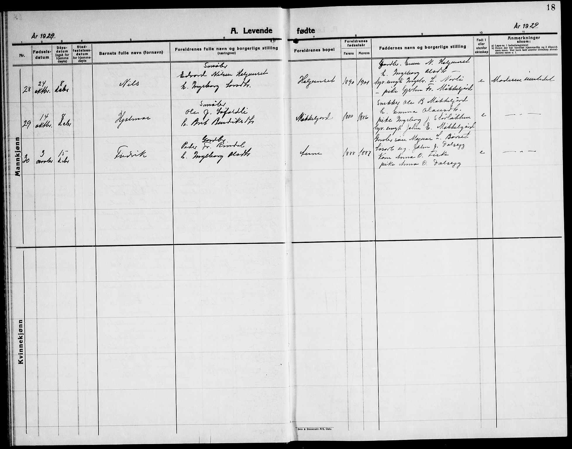 Ministerialprotokoller, klokkerbøker og fødselsregistre - Møre og Romsdal, AV/SAT-A-1454/598/L1080: Parish register (copy) no. 598C05, 1927-1944, p. 18