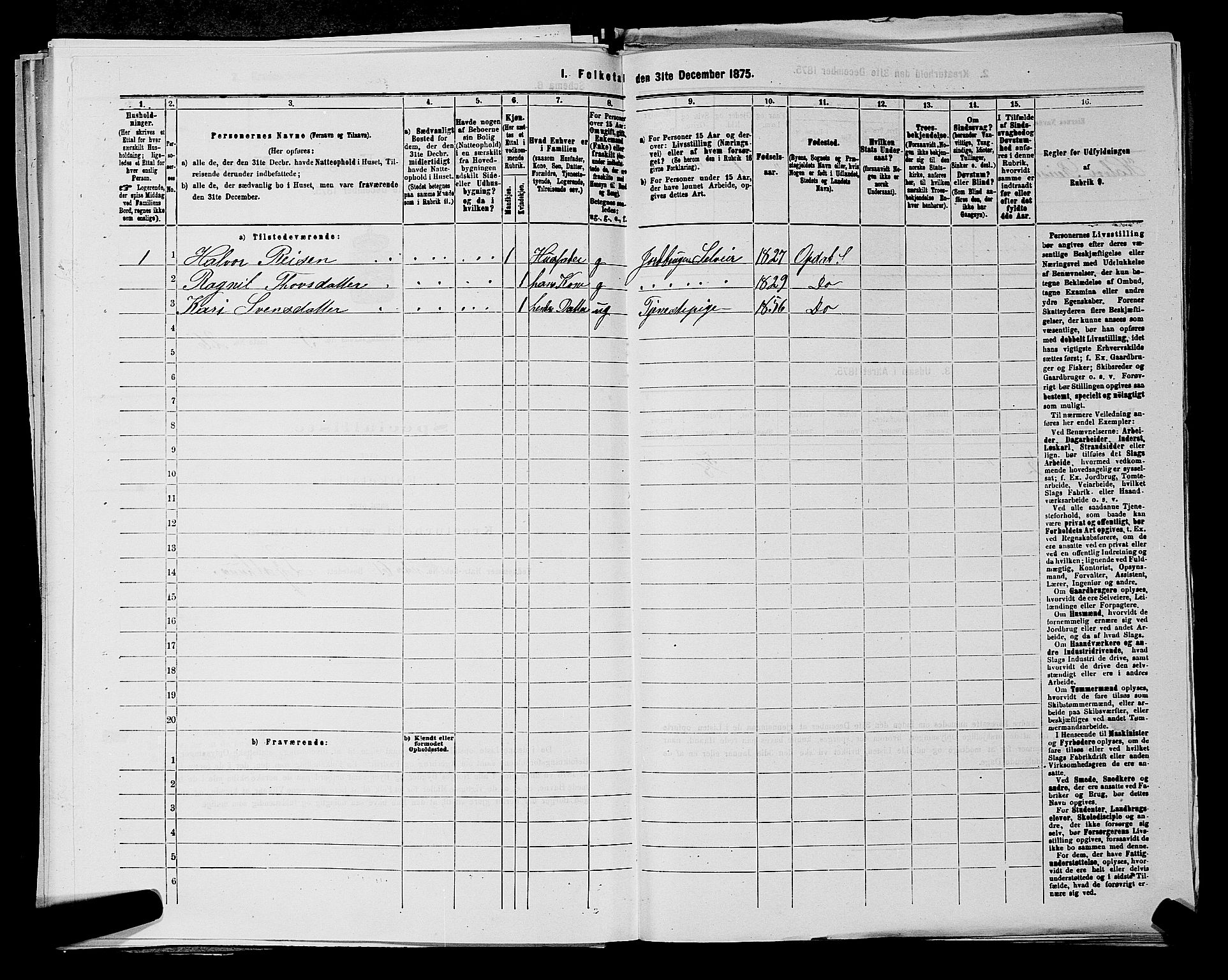 SAKO, 1875 census for 0633P Nore, 1875, p. 405