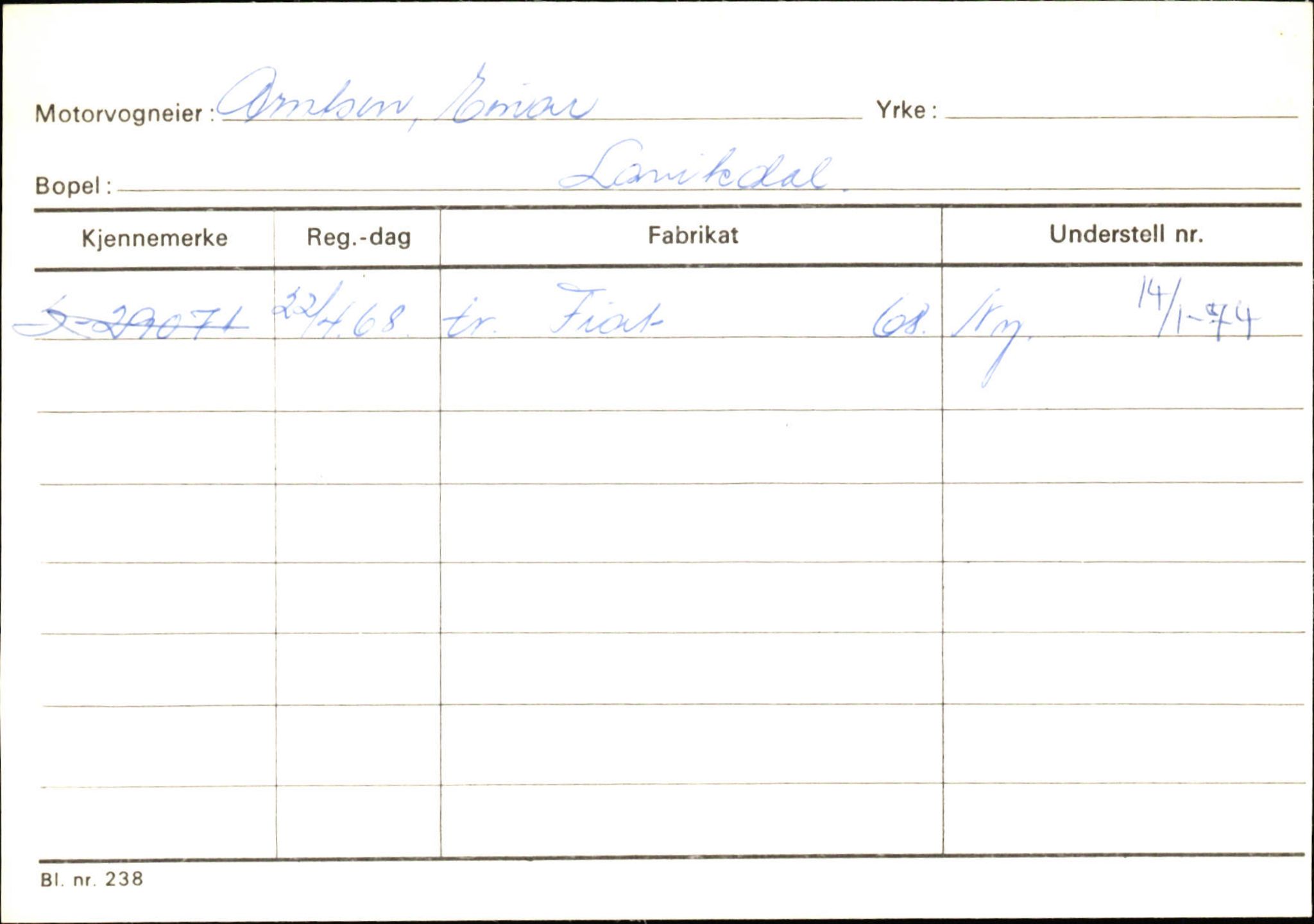 Statens vegvesen, Sogn og Fjordane vegkontor, SAB/A-5301/4/F/L0130: Eigarregister Eid T-Å. Høyanger A-O, 1945-1975, p. 397