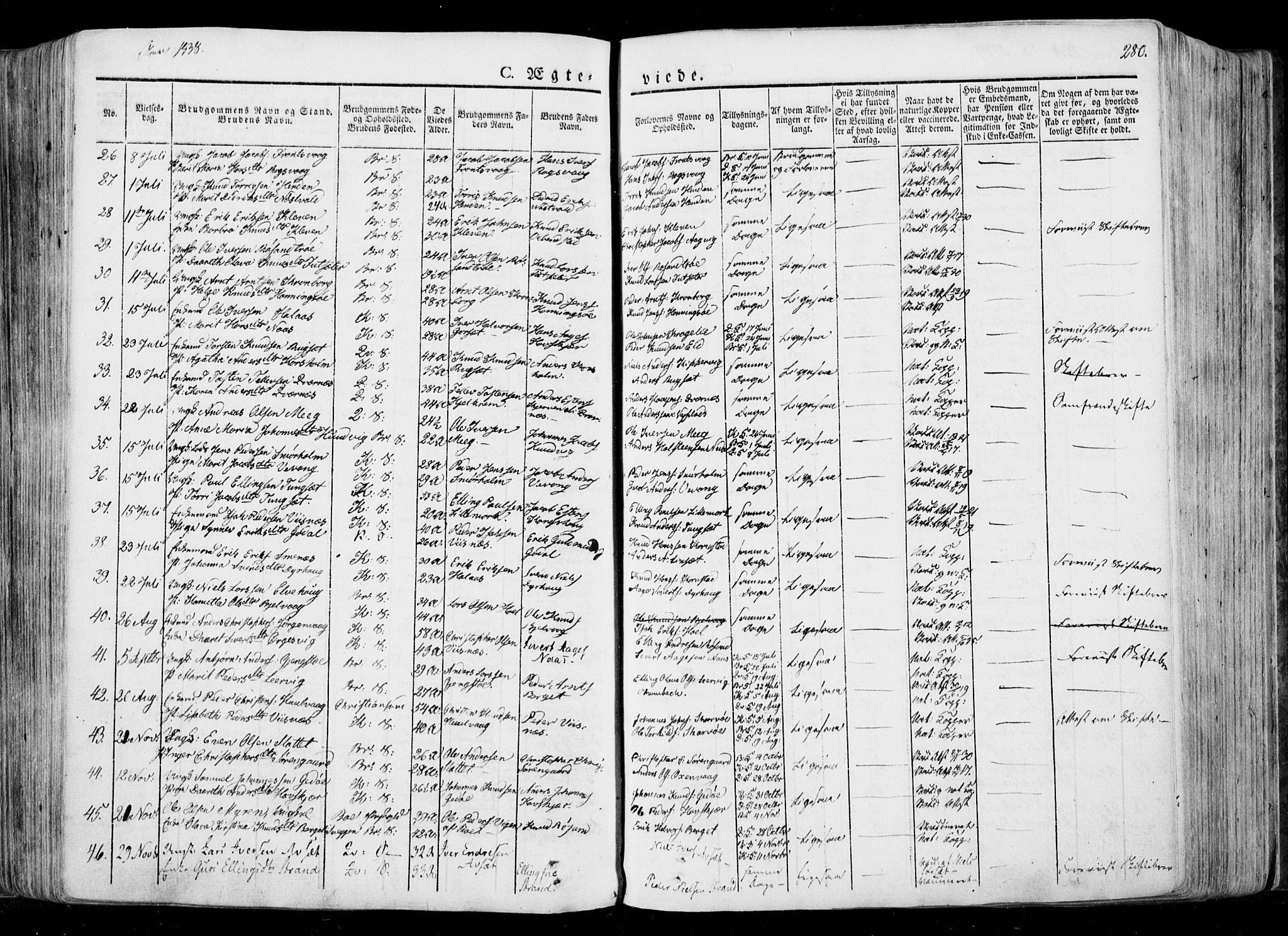 Ministerialprotokoller, klokkerbøker og fødselsregistre - Møre og Romsdal, AV/SAT-A-1454/568/L0803: Parish register (official) no. 568A10, 1830-1853, p. 280