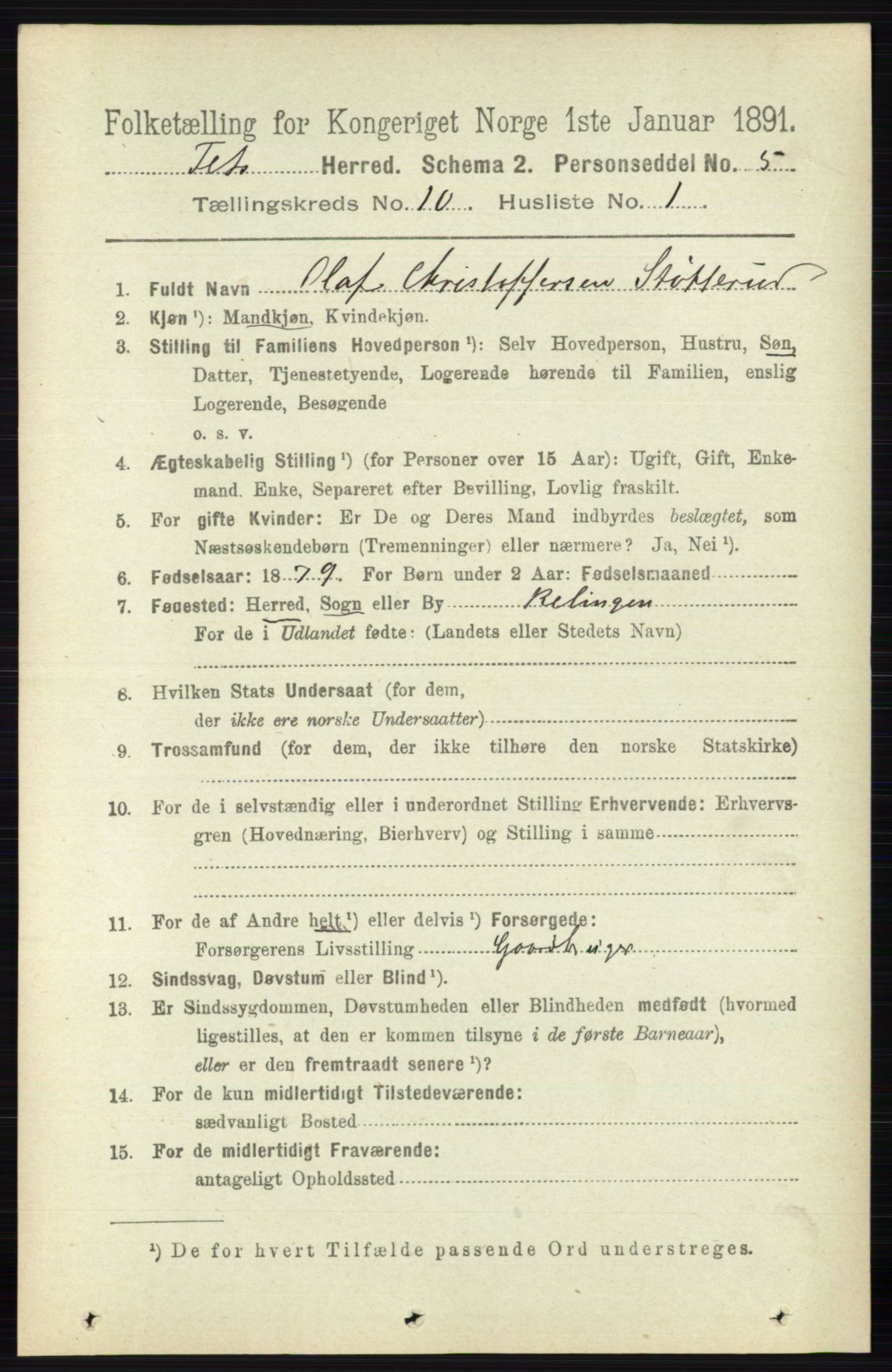 RA, 1891 census for 0227 Fet, 1891, p. 3991