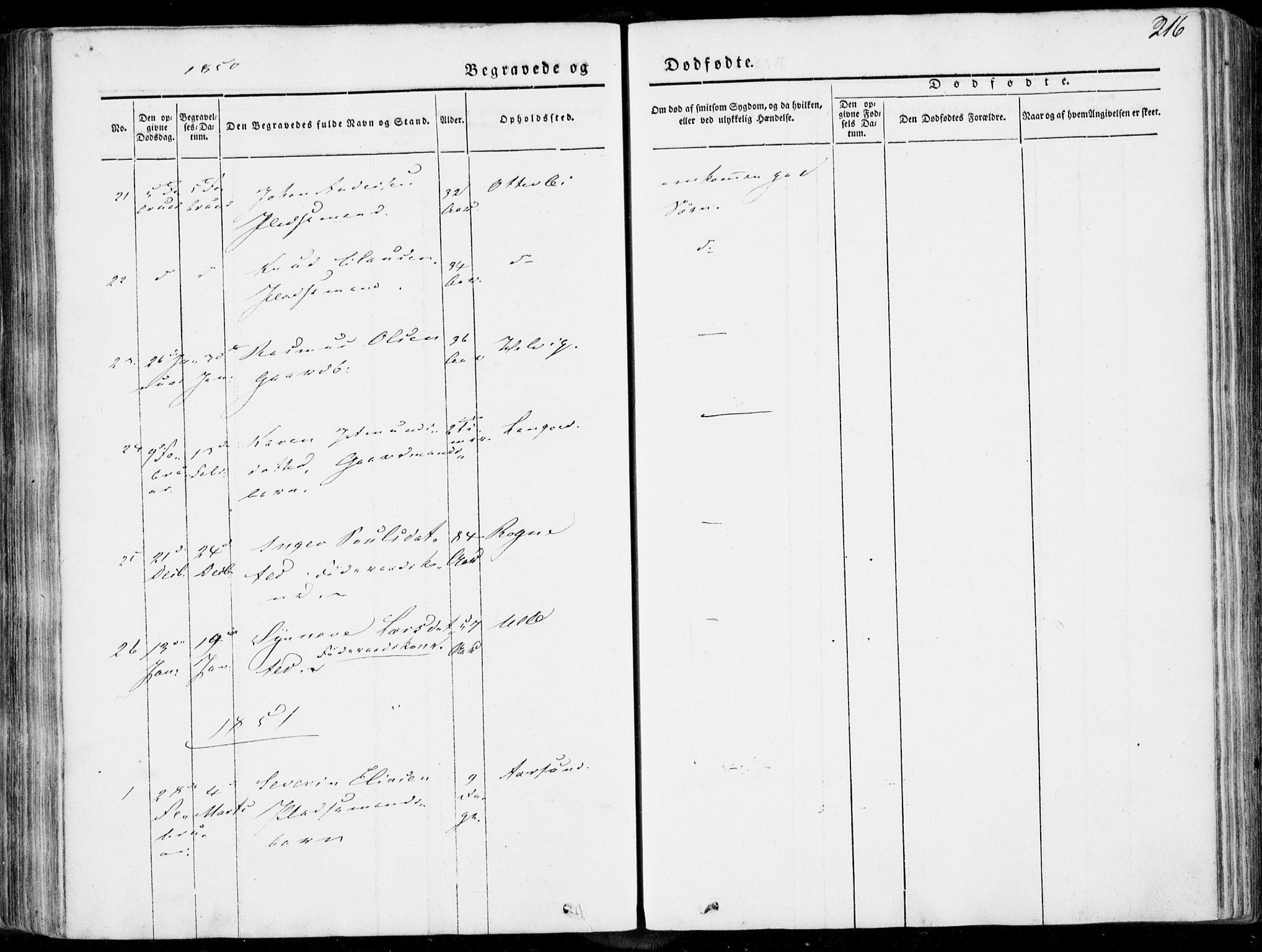 Ministerialprotokoller, klokkerbøker og fødselsregistre - Møre og Romsdal, AV/SAT-A-1454/536/L0497: Parish register (official) no. 536A06, 1845-1865, p. 216