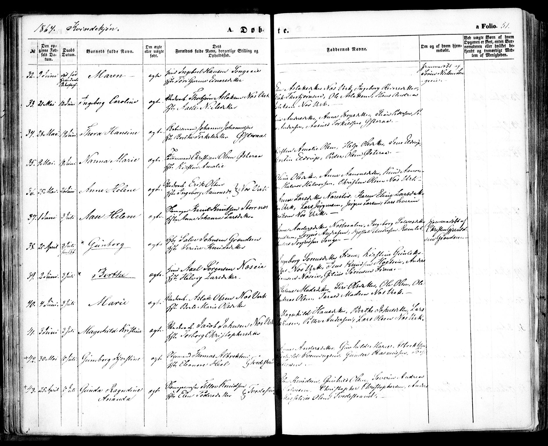 Holt sokneprestkontor, AV/SAK-1111-0021/F/Fa/L0009: Parish register (official) no. A 9, 1861-1871, p. 51