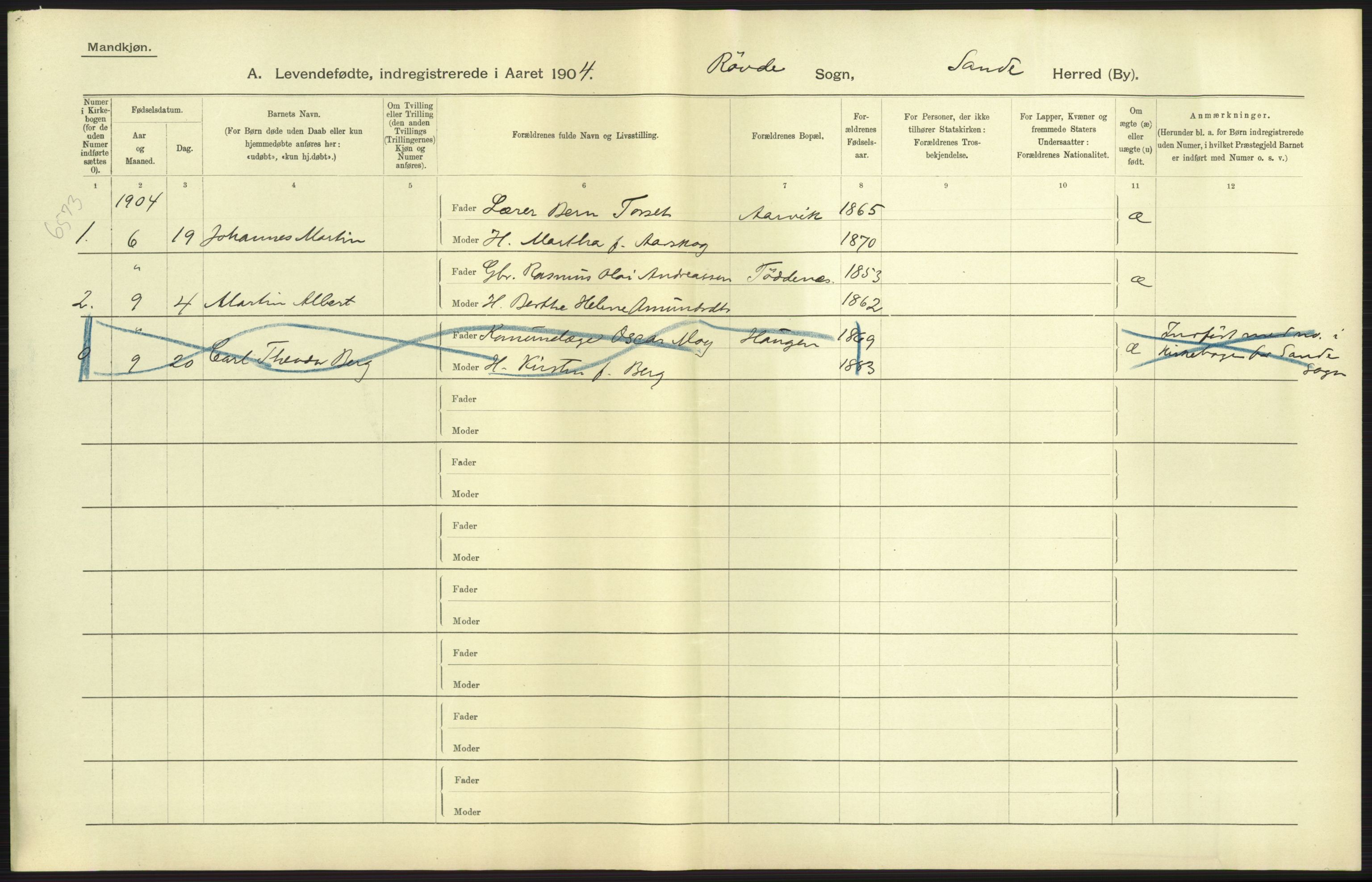 Statistisk sentralbyrå, Sosiodemografiske emner, Befolkning, AV/RA-S-2228/D/Df/Dfa/Dfab/L0016: Romsdals amt: Fødte, gifte, døde., 1904, p. 23