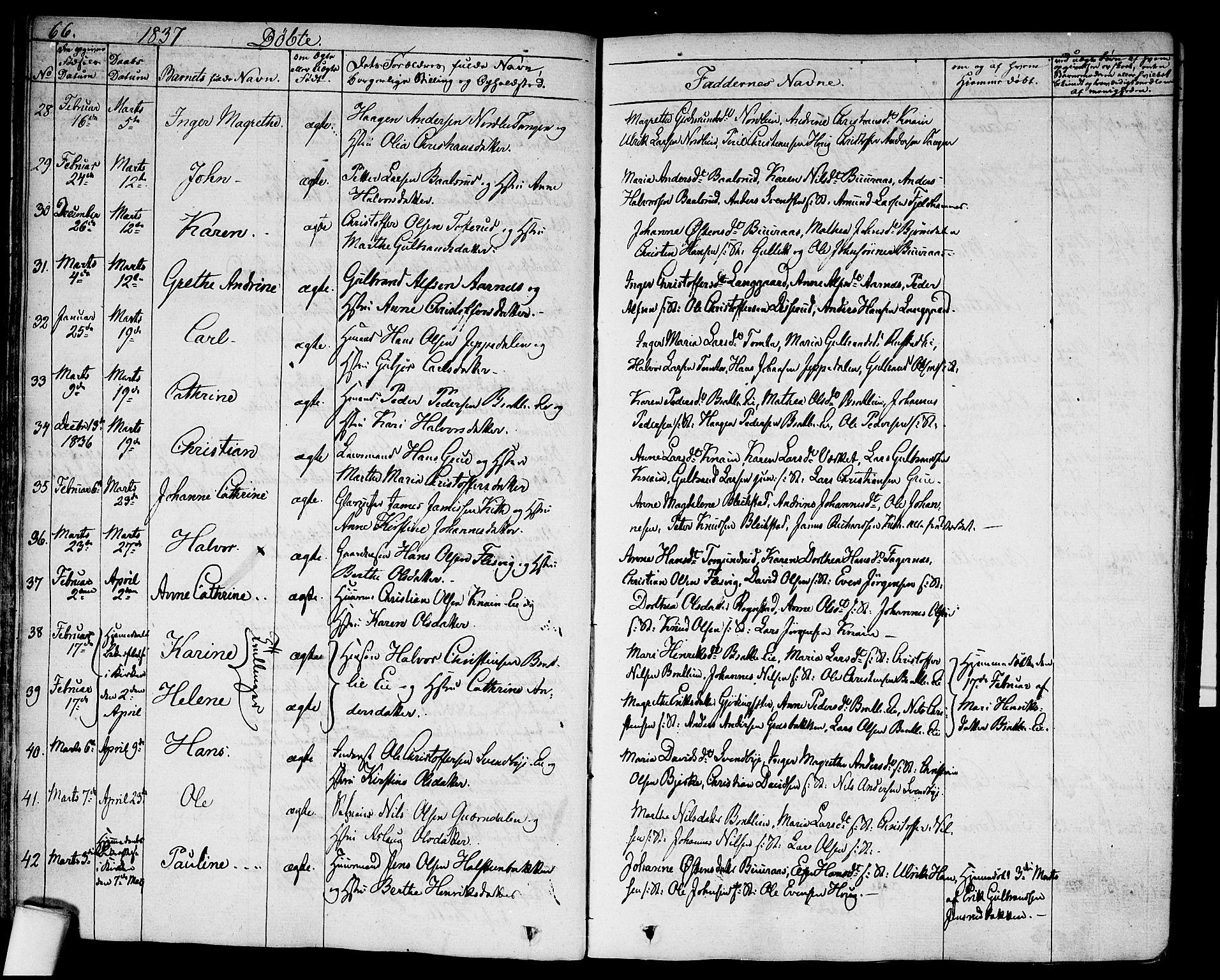 Hurdal prestekontor Kirkebøker, AV/SAO-A-10889/F/Fa/L0004: Parish register (official) no. I 4, 1828-1845, p. 66