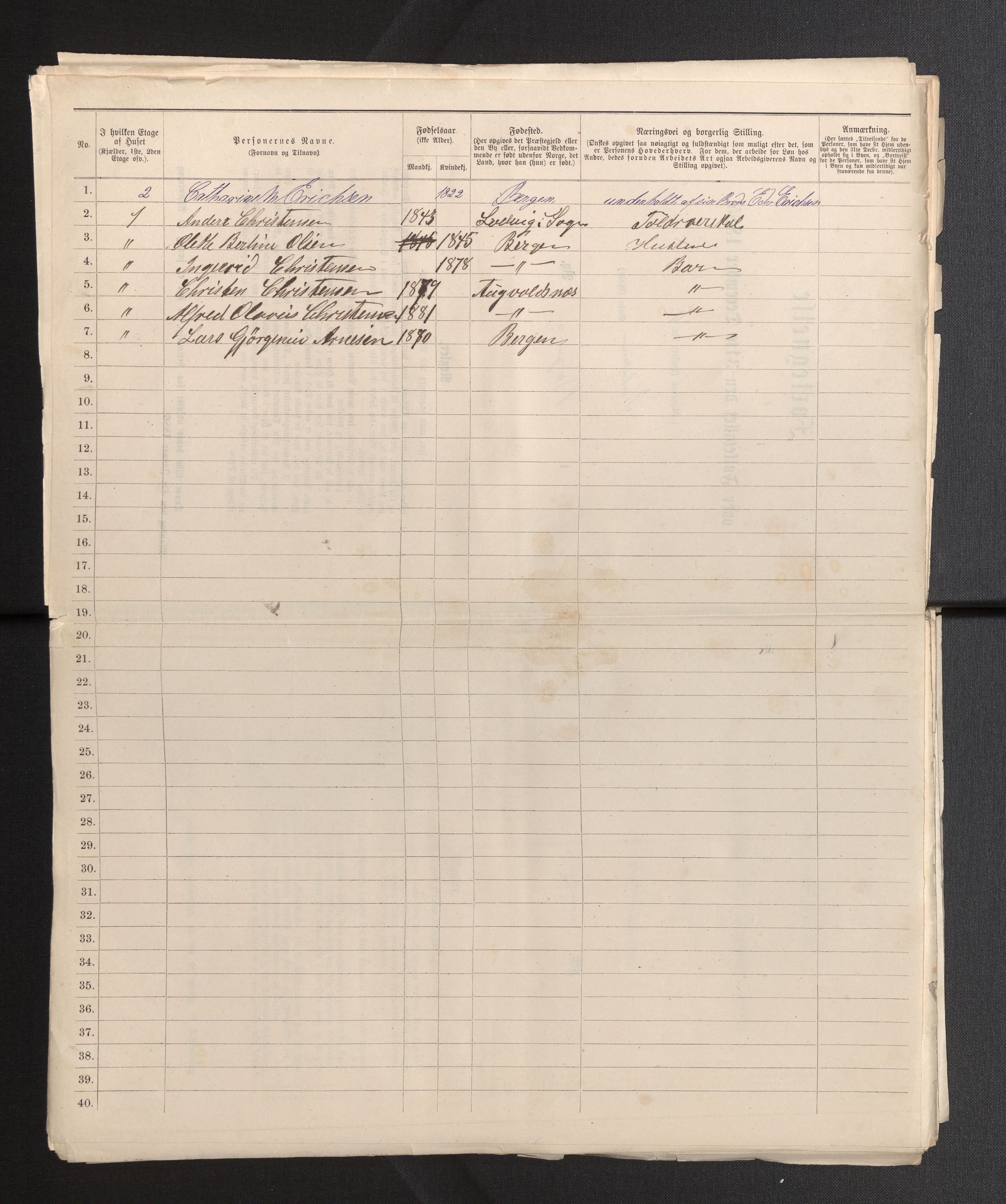 SAB, 1885 census for 1301 Bergen, 1885, p. 4379