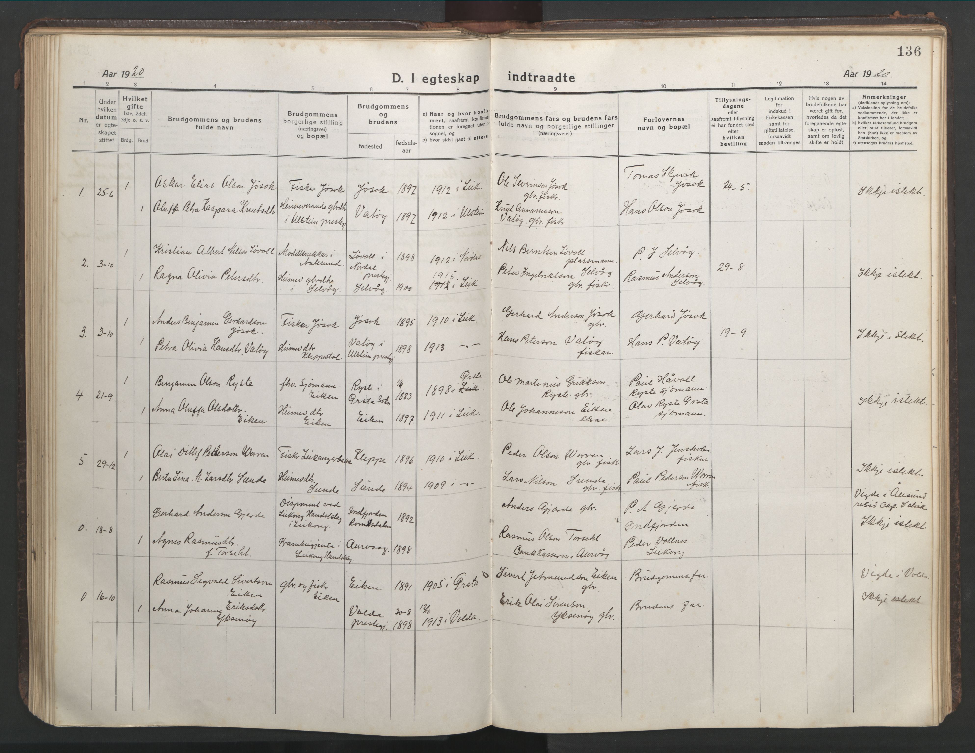 Ministerialprotokoller, klokkerbøker og fødselsregistre - Møre og Romsdal, AV/SAT-A-1454/508/L0099: Parish register (copy) no. 508C03, 1917-1947, p. 136