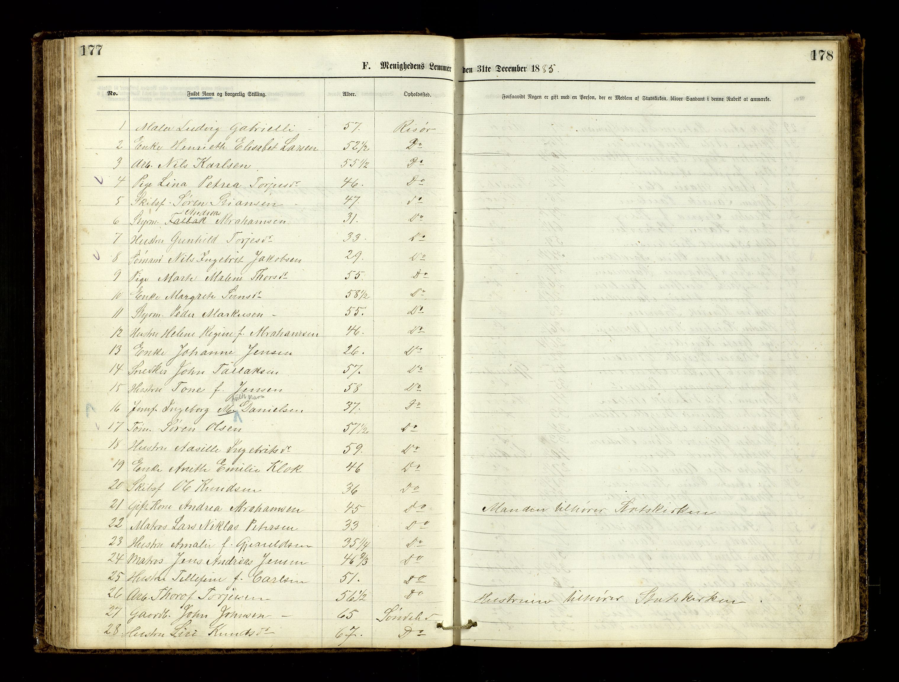 Den evangelisk-lutherske frimenighet, Risør, AV/SAK-1292-0007/F/Fa/L0001: Dissenter register no. F 17, 1877-1892, p. 177-178