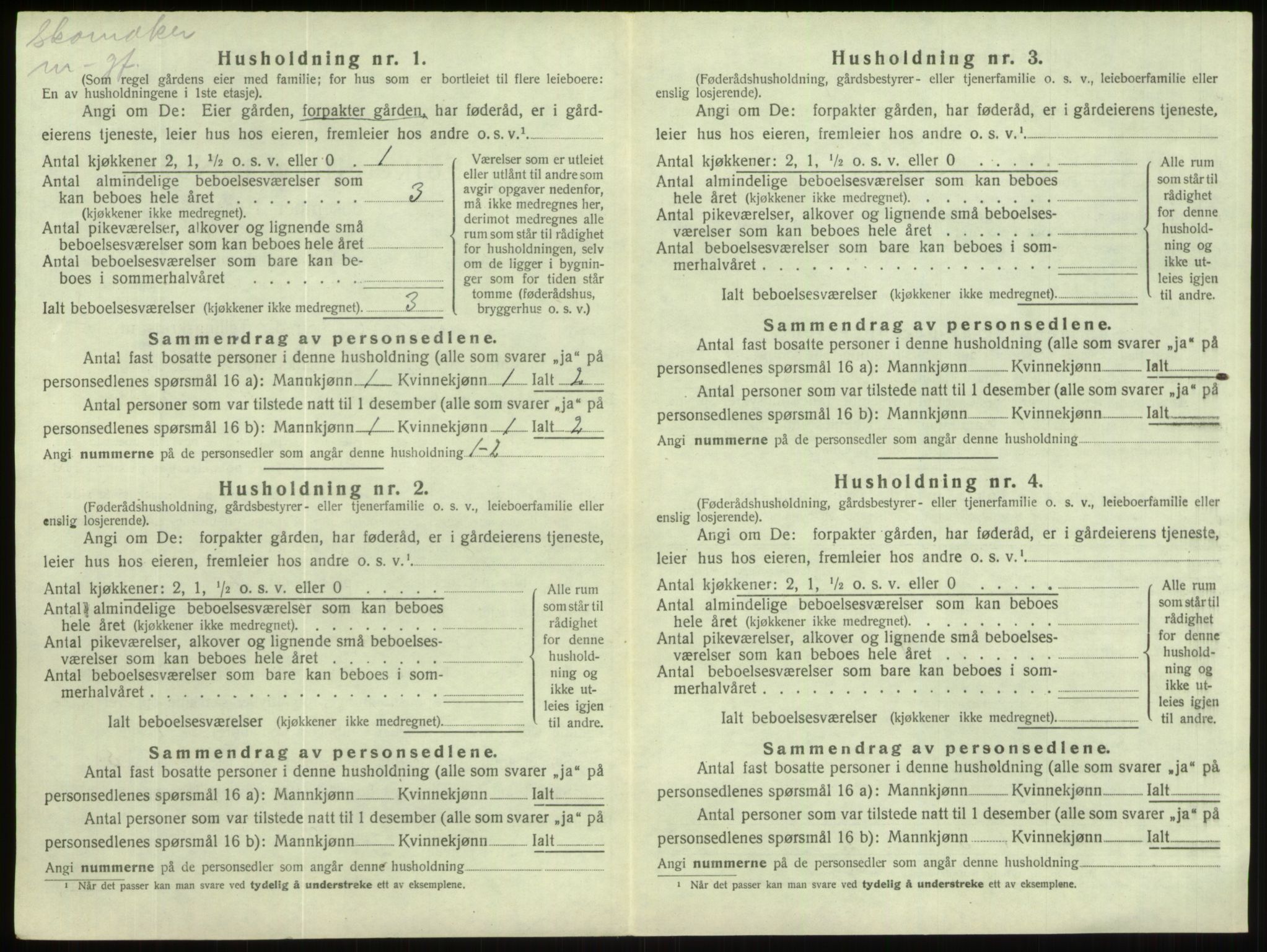 SAB, 1920 census for Hornindal, 1920, p. 492