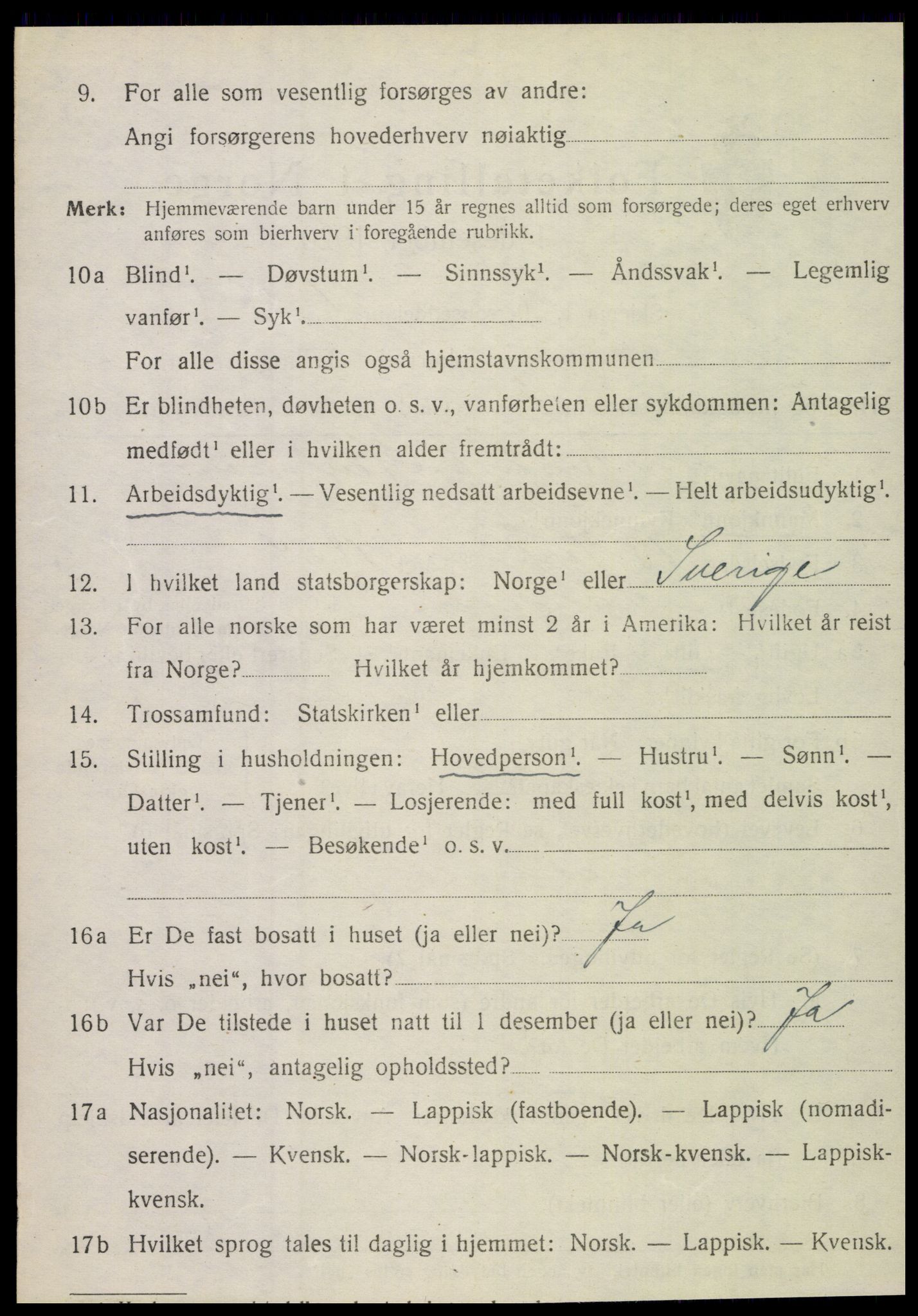 SAT, 1920 census for Fauske, 1920, p. 10823