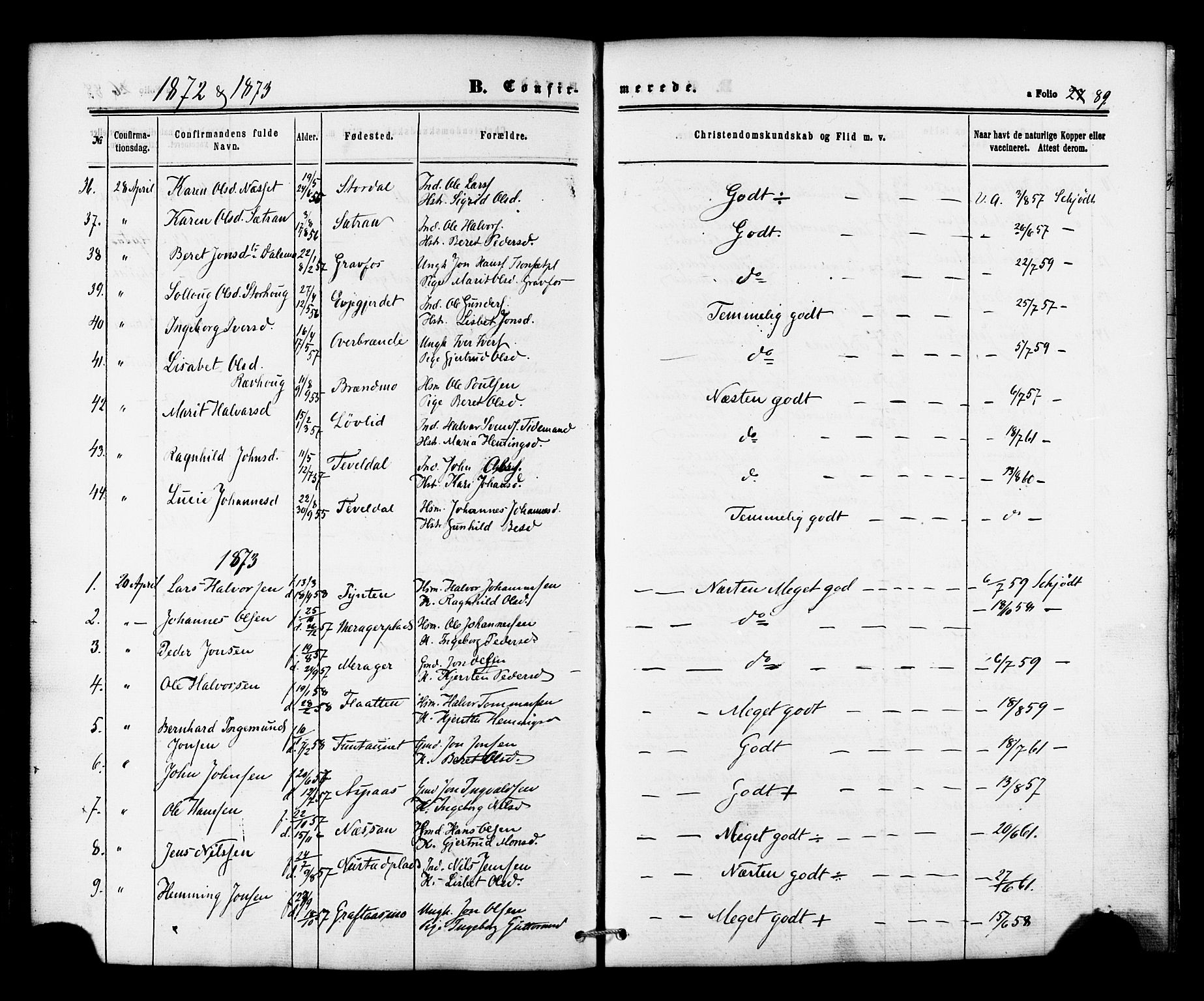 Ministerialprotokoller, klokkerbøker og fødselsregistre - Nord-Trøndelag, SAT/A-1458/706/L0041: Parish register (official) no. 706A02, 1862-1877, p. 89