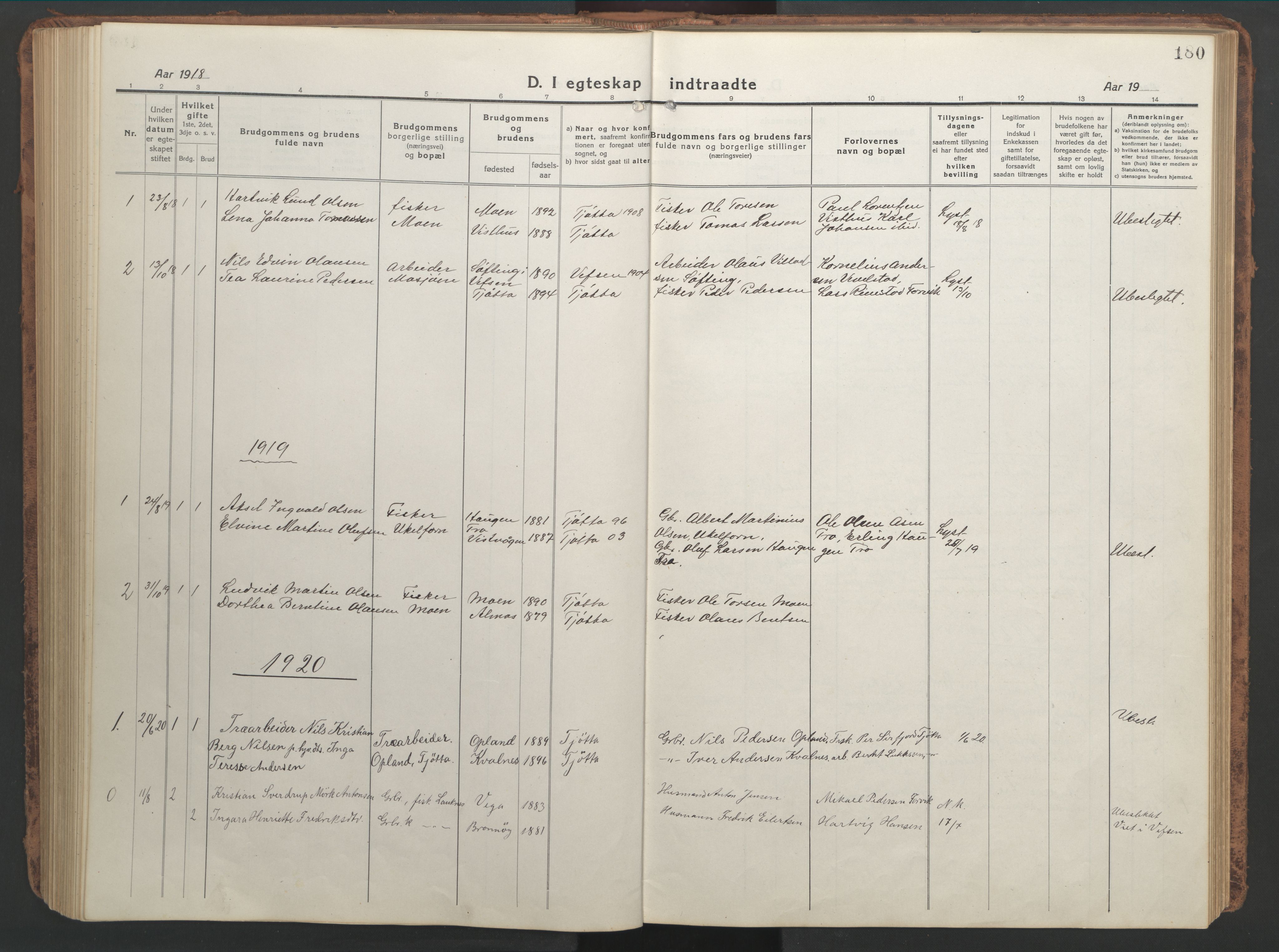 Ministerialprotokoller, klokkerbøker og fødselsregistre - Nordland, SAT/A-1459/819/L0278: Parish register (copy) no. 819C04, 1917-1967, p. 180
