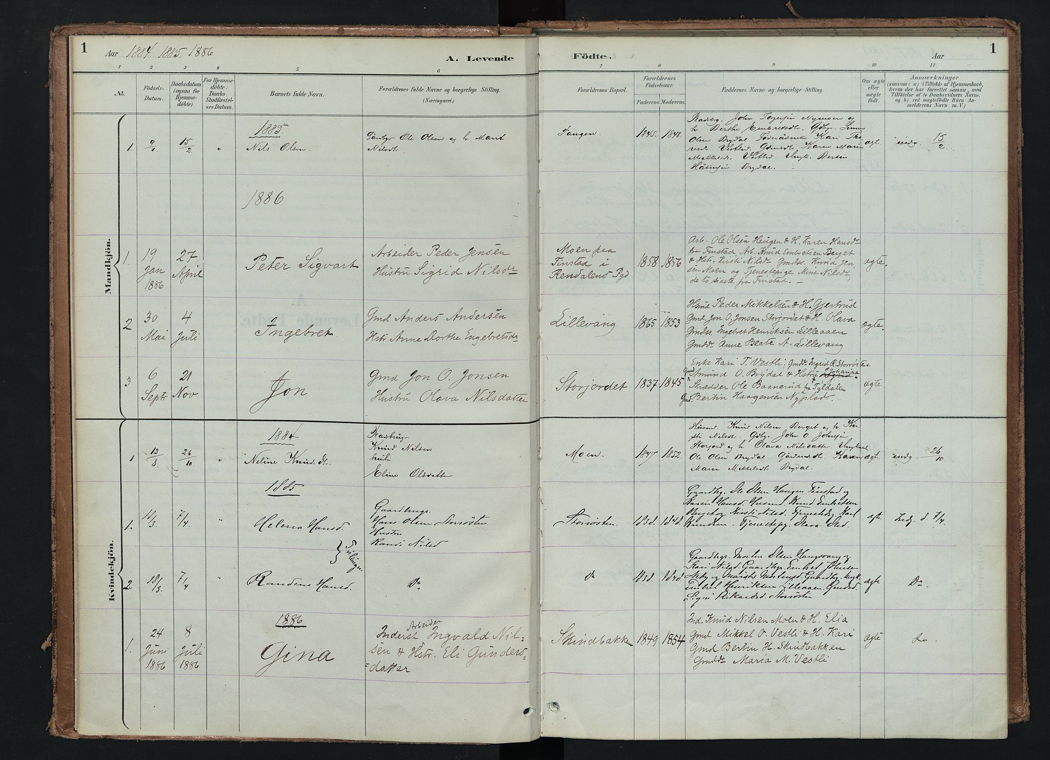 Tynset prestekontor, SAH/PREST-058/H/Ha/Haa/L0024: Parish register (official) no. 24, 1885-1916, p. 1