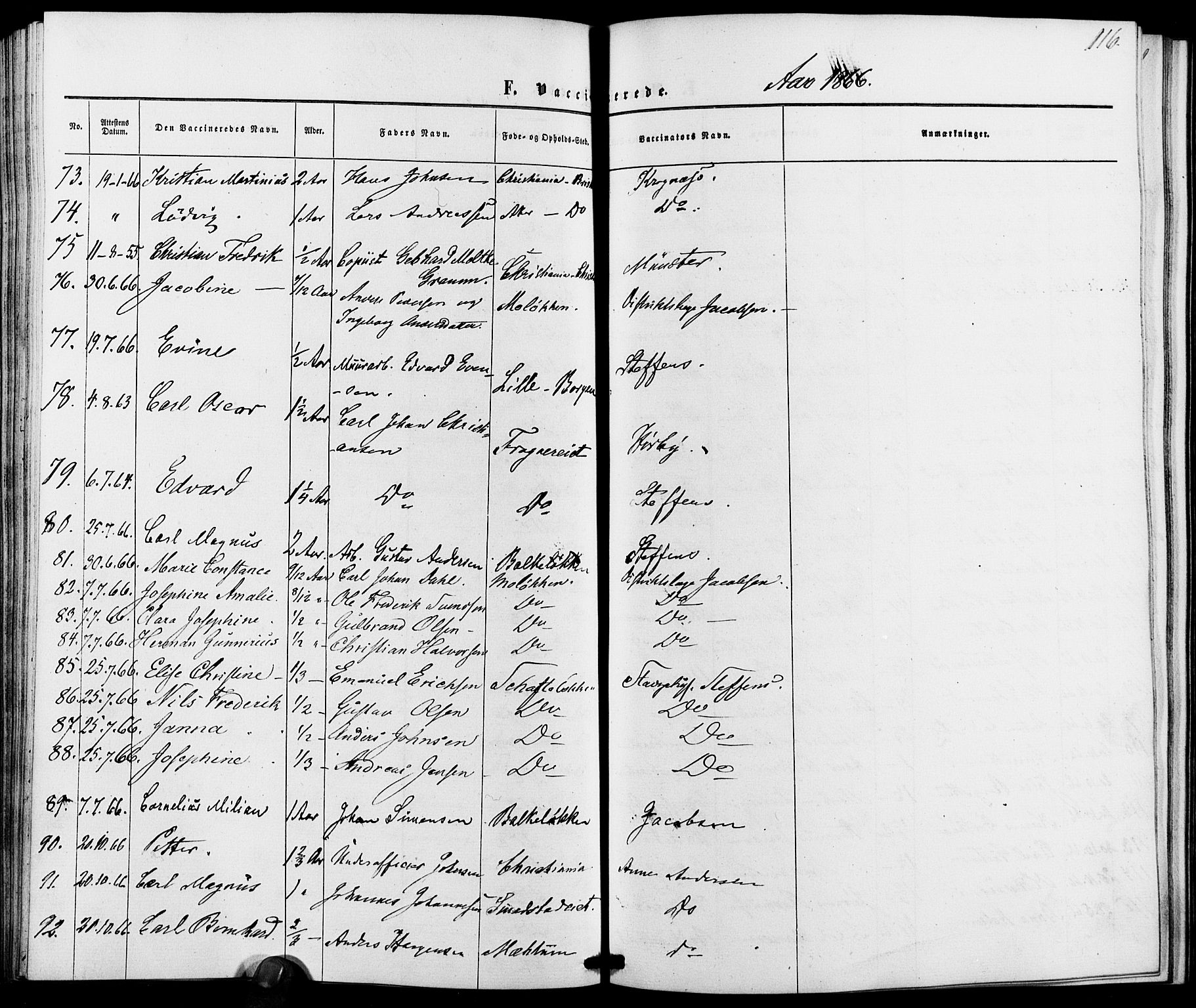 Vestre Aker prestekontor Kirkebøker, AV/SAO-A-10025/K/Ka/L0001: Vaccination register no. 1, 1857-1867, p. 116