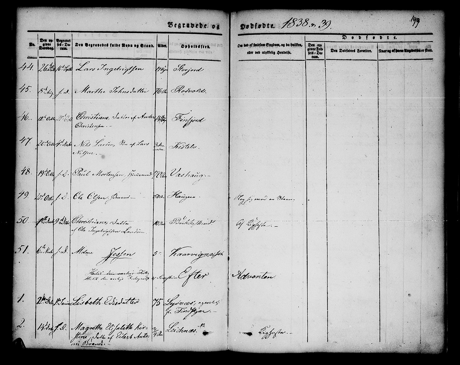 Lenvik sokneprestembete, SATØ/S-1310/H/Ha/Haa/L0004kirke: Parish register (official) no. 4, 1832-1844, p. 199