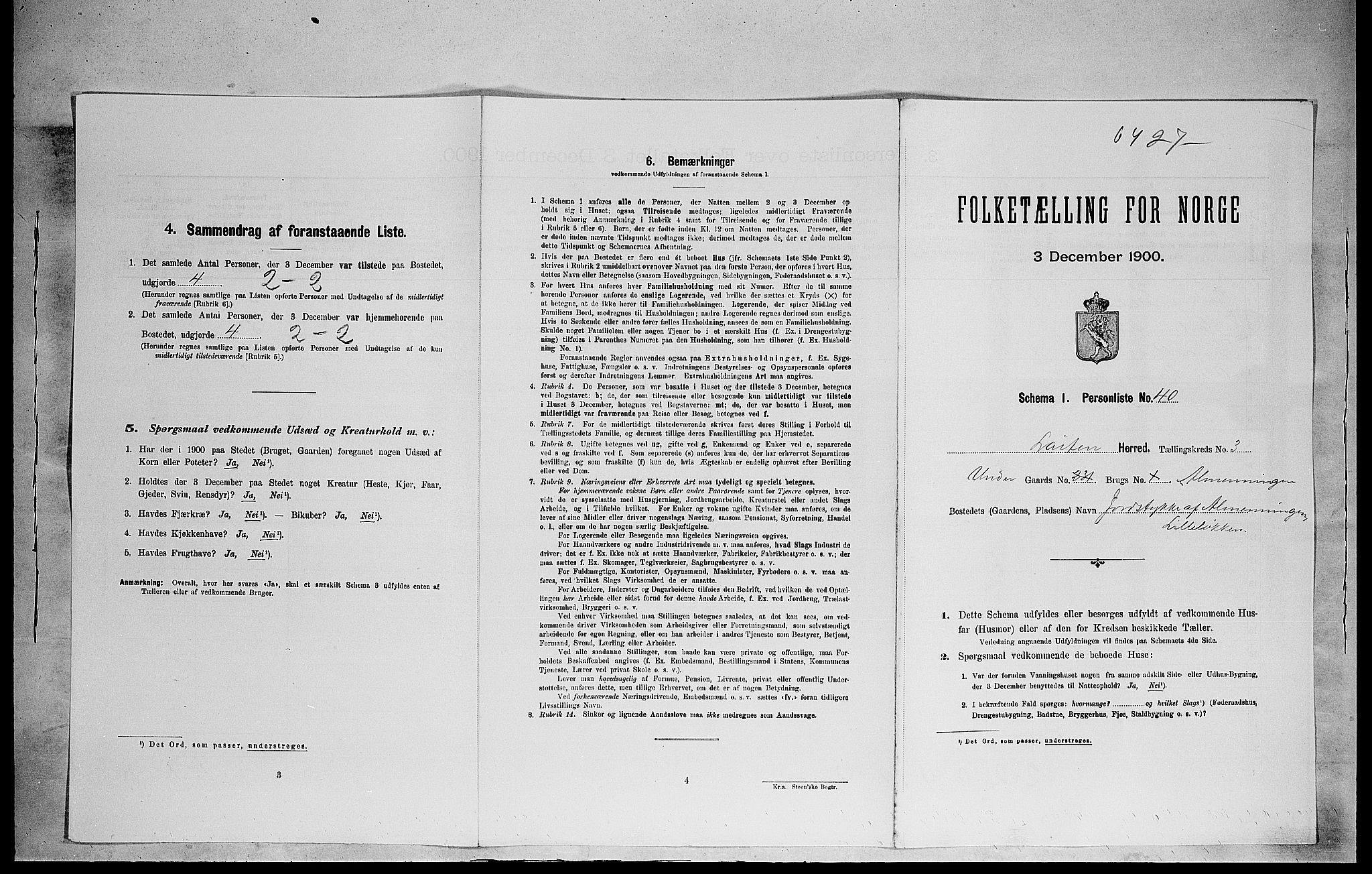 SAH, 1900 census for Løten, 1900, p. 864