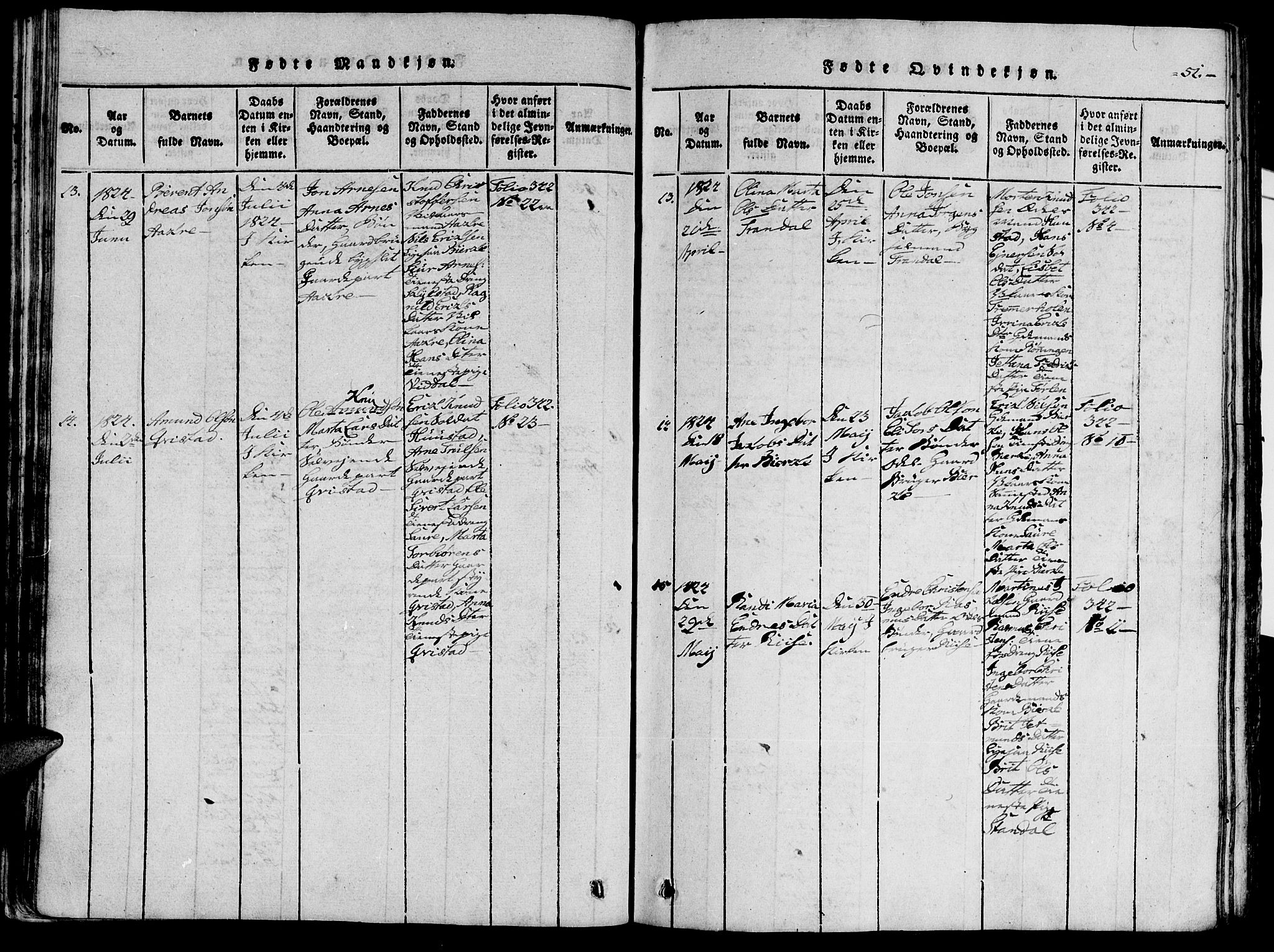 Ministerialprotokoller, klokkerbøker og fødselsregistre - Møre og Romsdal, AV/SAT-A-1454/515/L0207: Parish register (official) no. 515A03, 1819-1829, p. 51