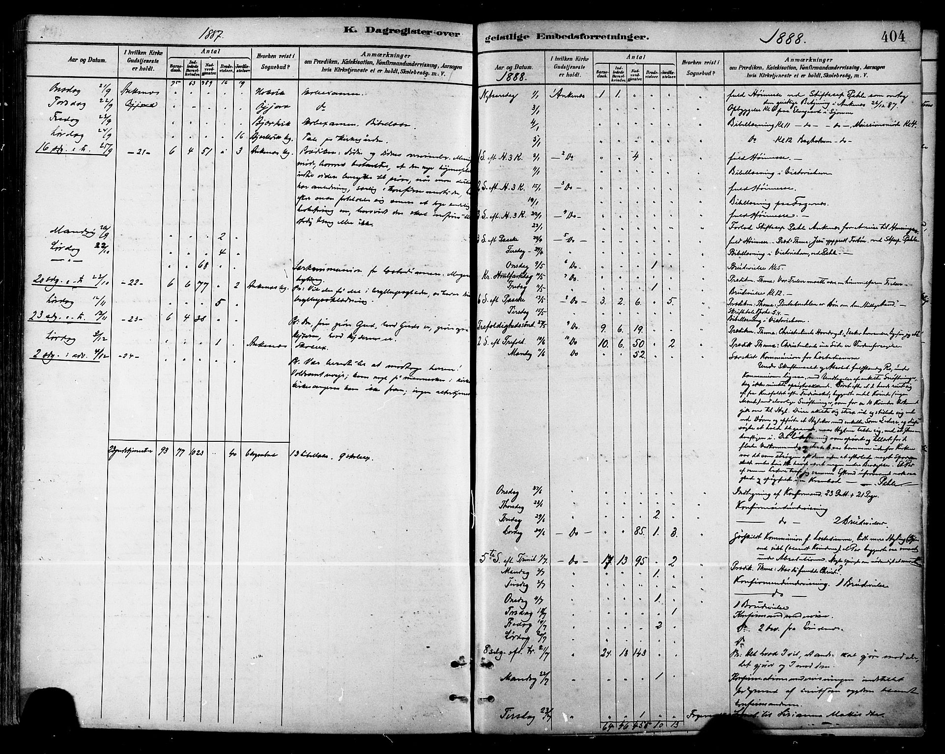 Ministerialprotokoller, klokkerbøker og fødselsregistre - Nordland, AV/SAT-A-1459/866/L0938: Parish register (official) no. 866A01, 1879-1893, p. 404