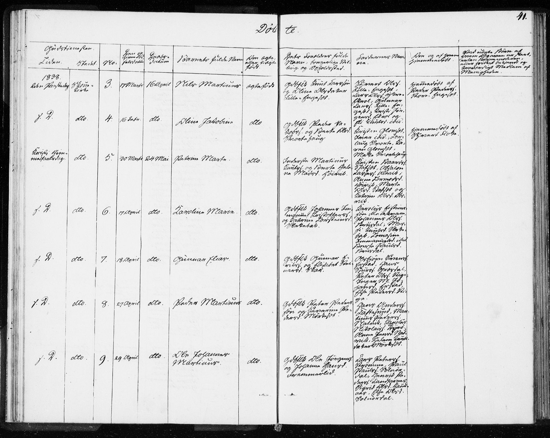 Ministerialprotokoller, klokkerbøker og fødselsregistre - Møre og Romsdal, SAT/A-1454/528/L0414: Curate's parish register no. 528B02, 1833-1844, p. 41