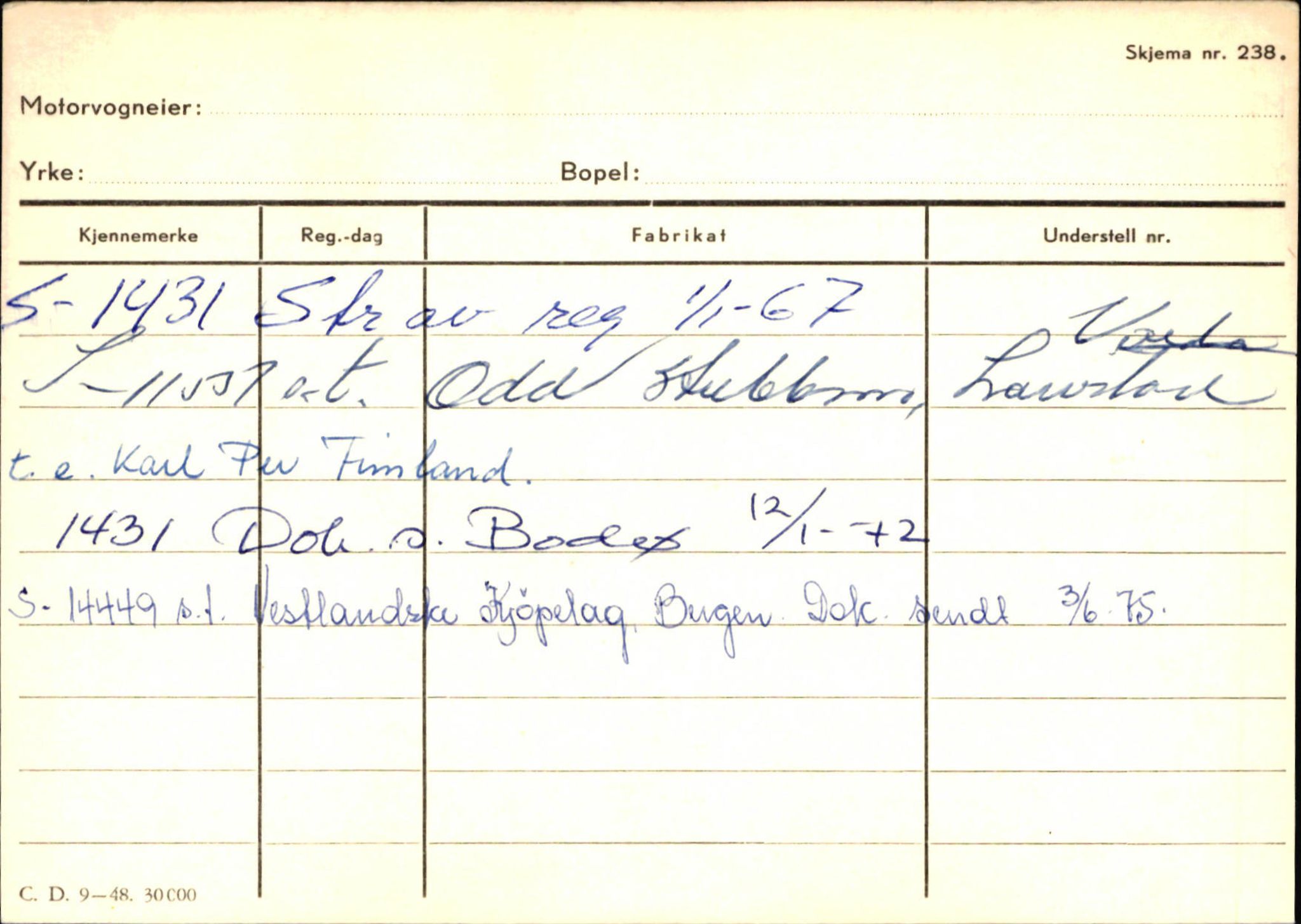 Statens vegvesen, Sogn og Fjordane vegkontor, AV/SAB-A-5301/4/F/L0126: Eigarregister Fjaler M-Å. Leikanger A-Å, 1945-1975, p. 212