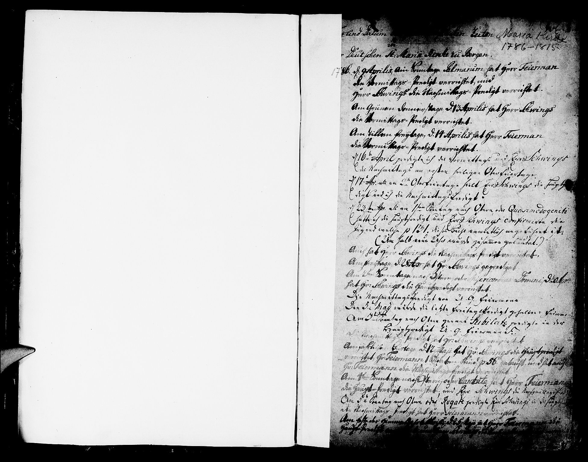 Mariakirken Sokneprestembete, SAB/A-76901/H/Haa/L0003: Parish register (official) no. A 3, 1786-1815, p. 1