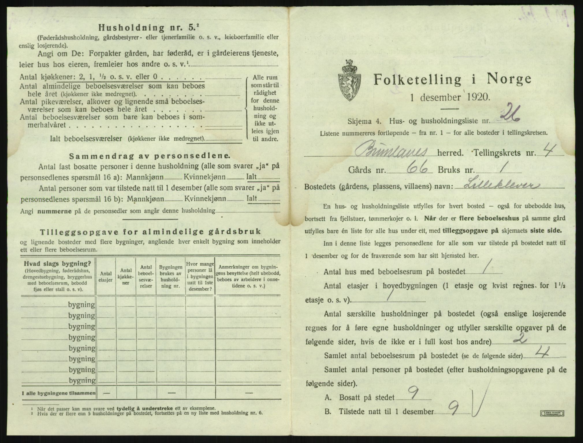 SAKO, 1920 census for Brunlanes, 1920, p. 771