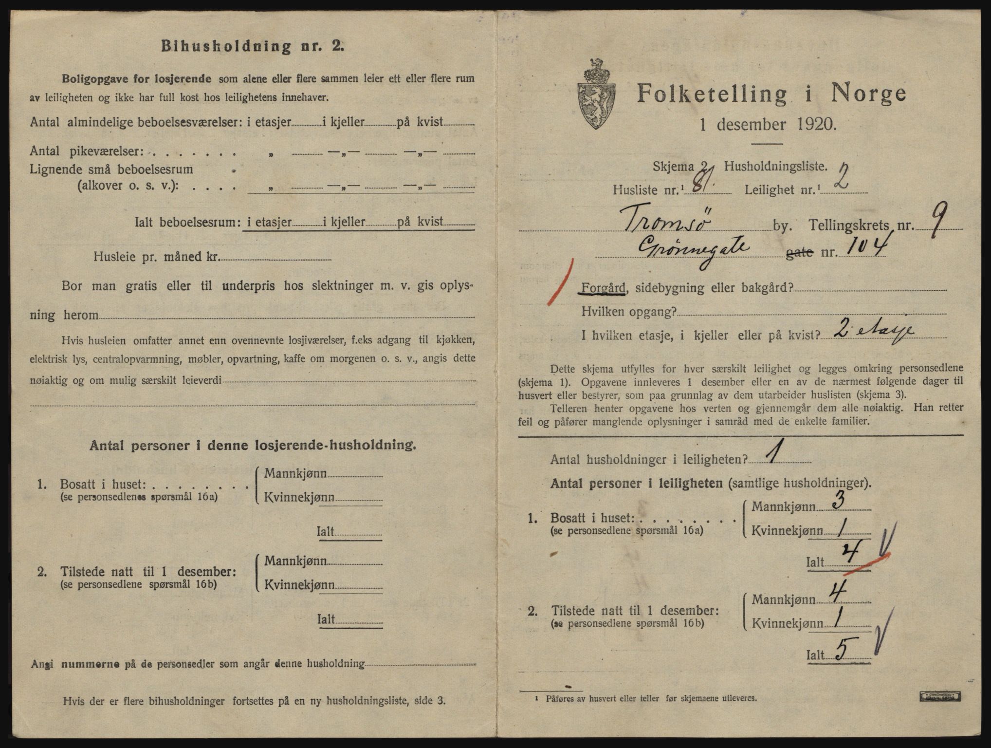 SATØ, 1920 census for Tromsø, 1920, p. 5161