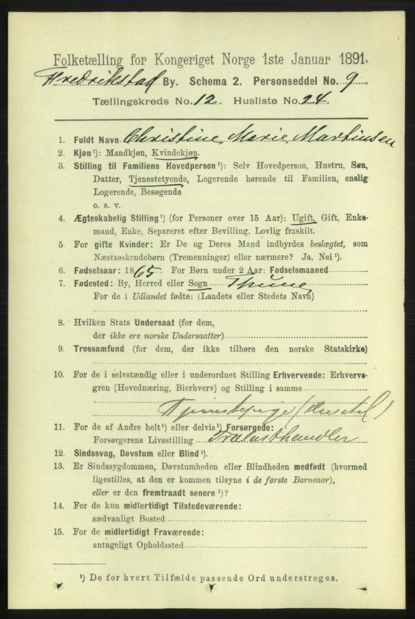 RA, 1891 census for 0103 Fredrikstad, 1891, p. 13951