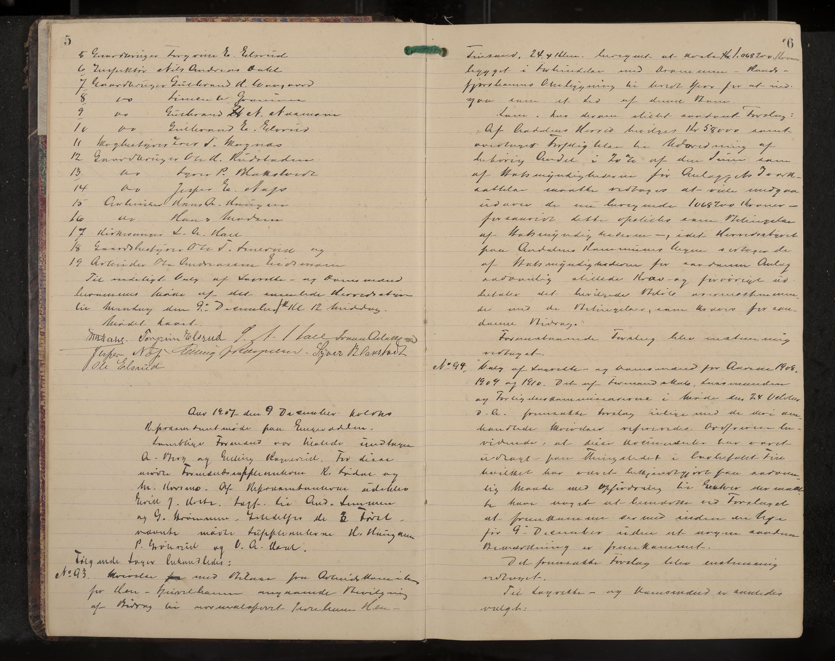 Ådal formannskap og sentraladministrasjon, IKAK/0614021/A/Aa/L0003: Møtebok, 1907-1914, p. 5-6