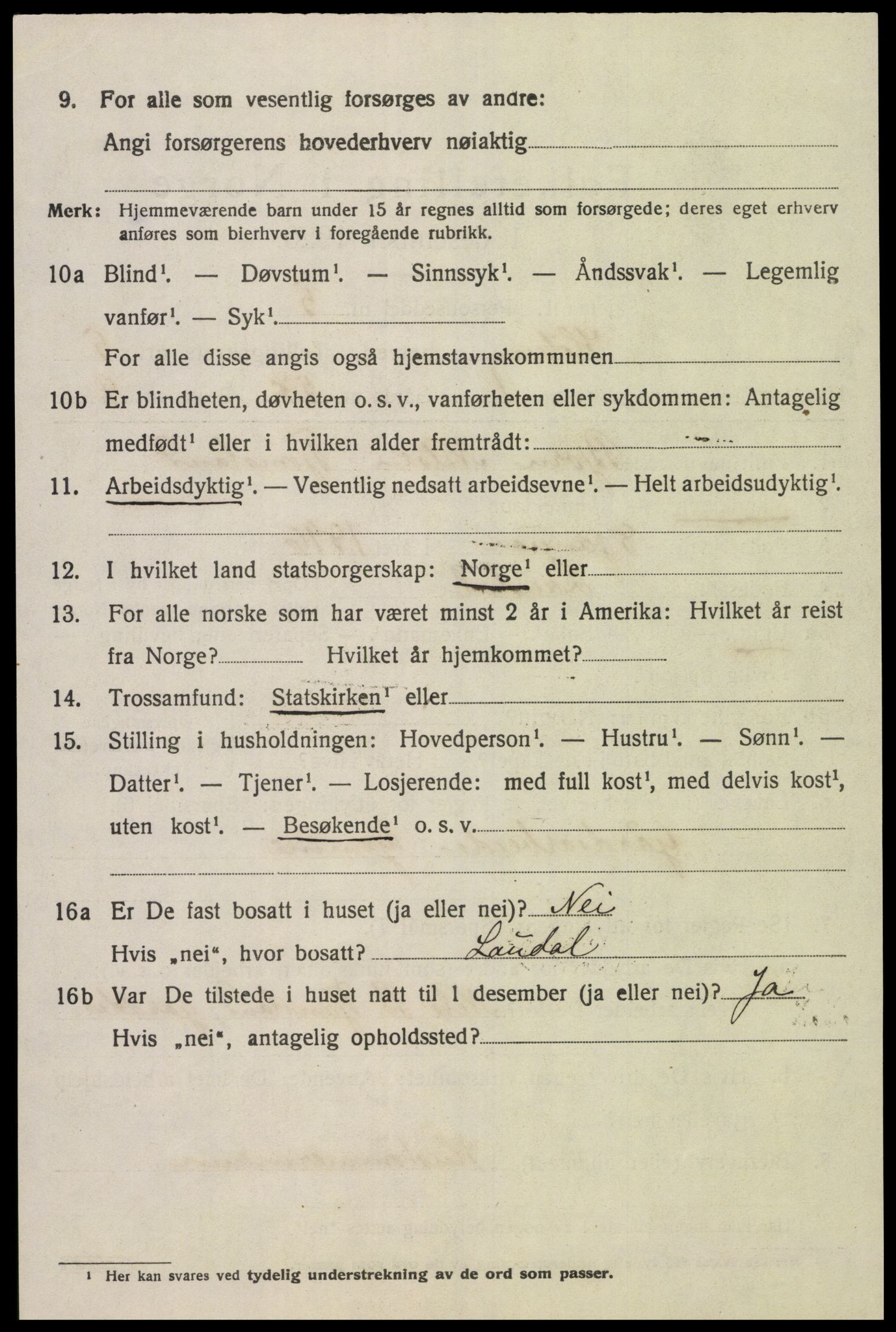 SAK, 1920 census for Holum, 1920, p. 2138