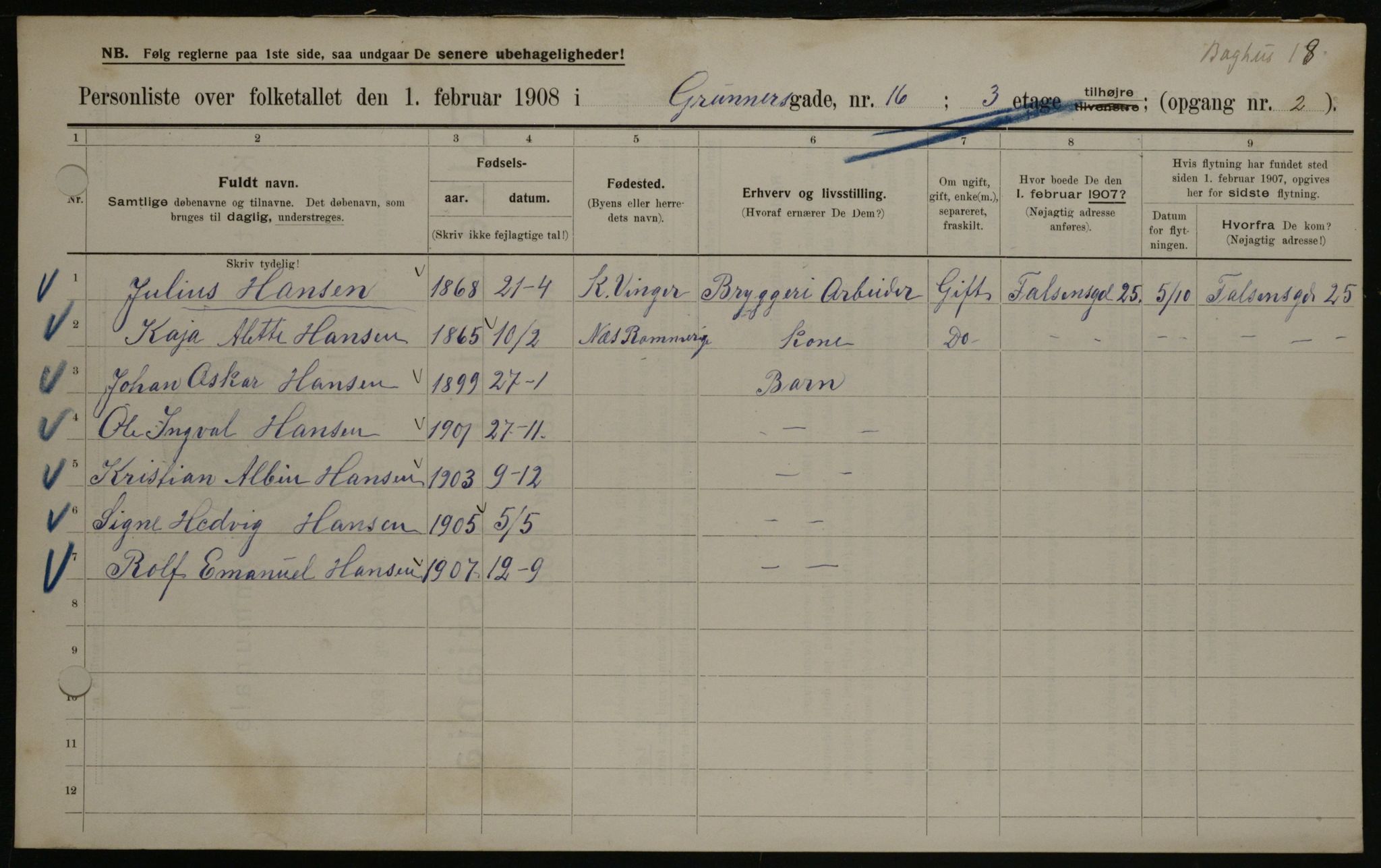 OBA, Municipal Census 1908 for Kristiania, 1908, p. 28042