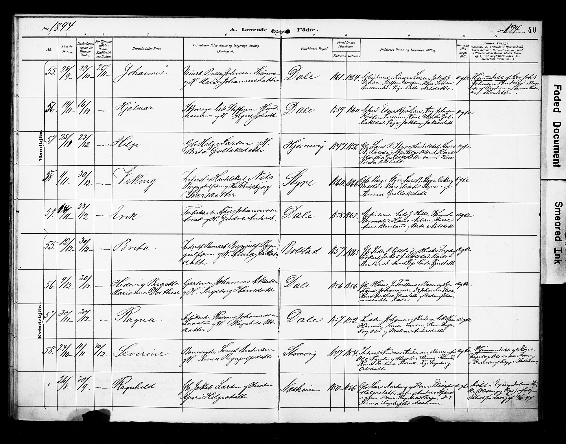 Evanger sokneprestembete, AV/SAB-A-99924: Parish register (official) no. A 2, 1892-1899, p. 40