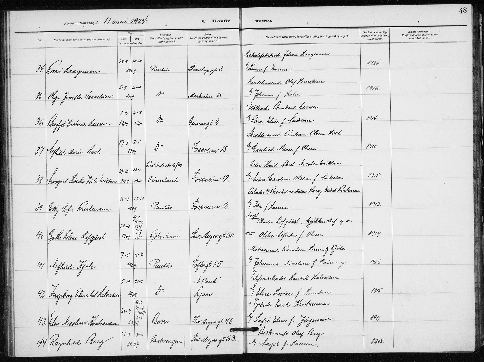 Hauge prestekontor Kirkebøker, SAO/A-10849/F/Fa/L0002: Parish register (official) no. 2, 1917-1938, p. 48
