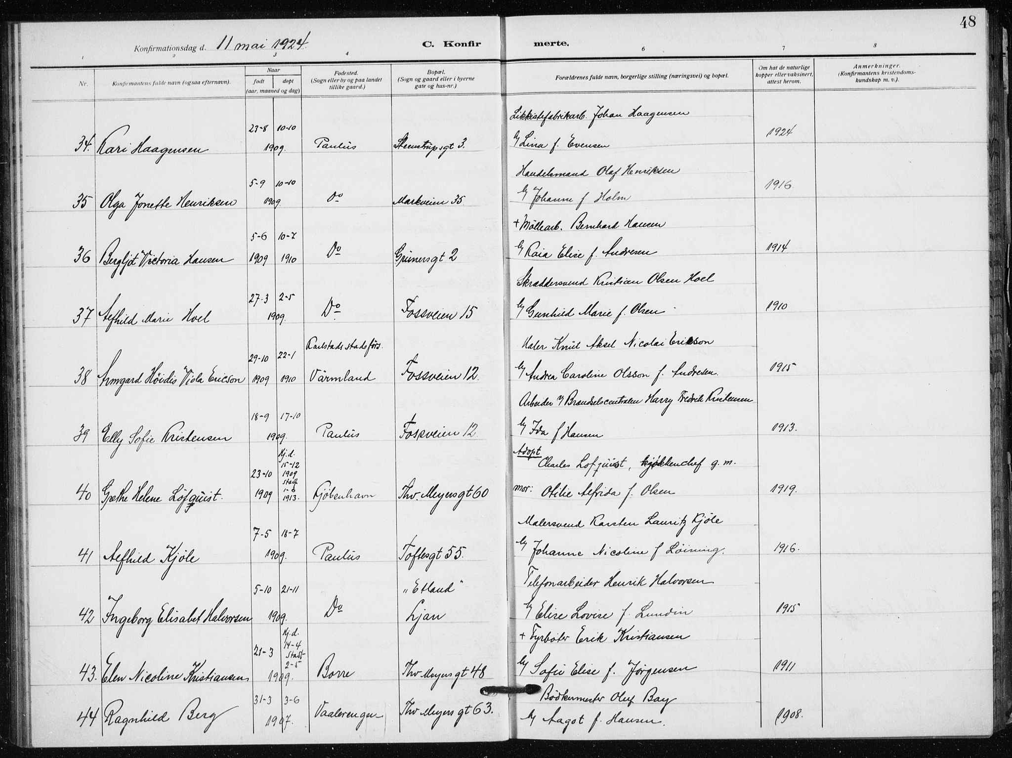 Hauge prestekontor Kirkebøker, AV/SAO-A-10849/F/Fa/L0002: Parish register (official) no. 2, 1917-1938, p. 48