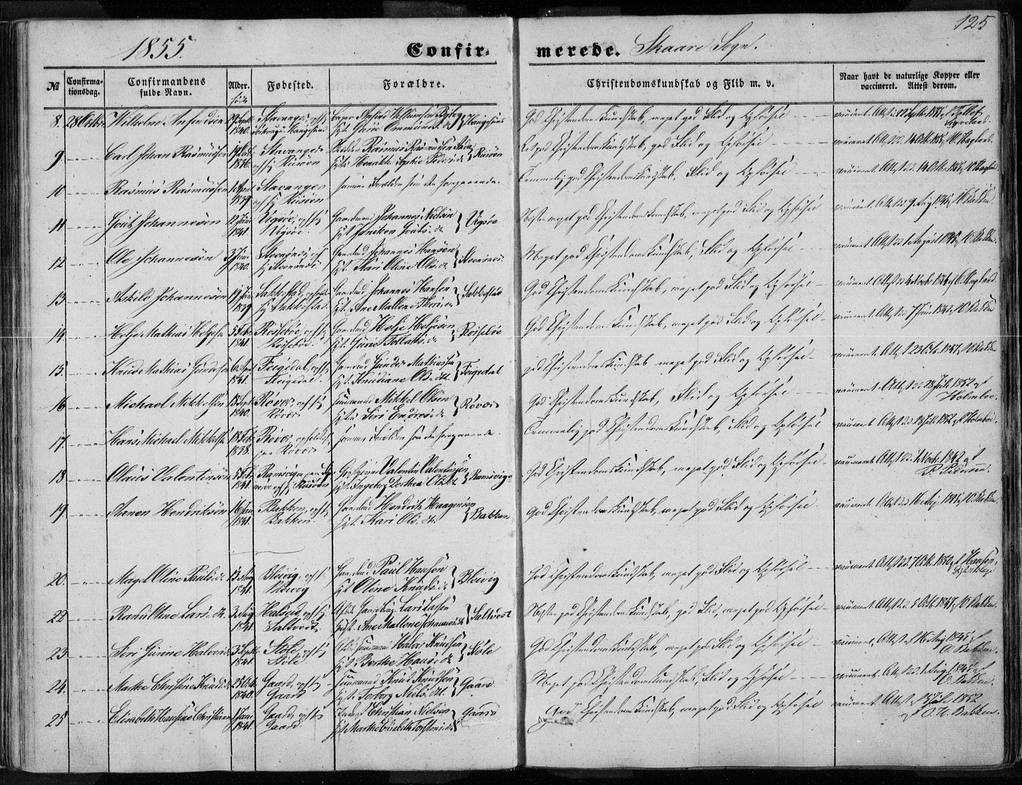 Torvastad sokneprestkontor, AV/SAST-A -101857/H/Ha/Haa/L0009: Parish register (official) no. A 9, 1847-1856, p. 125