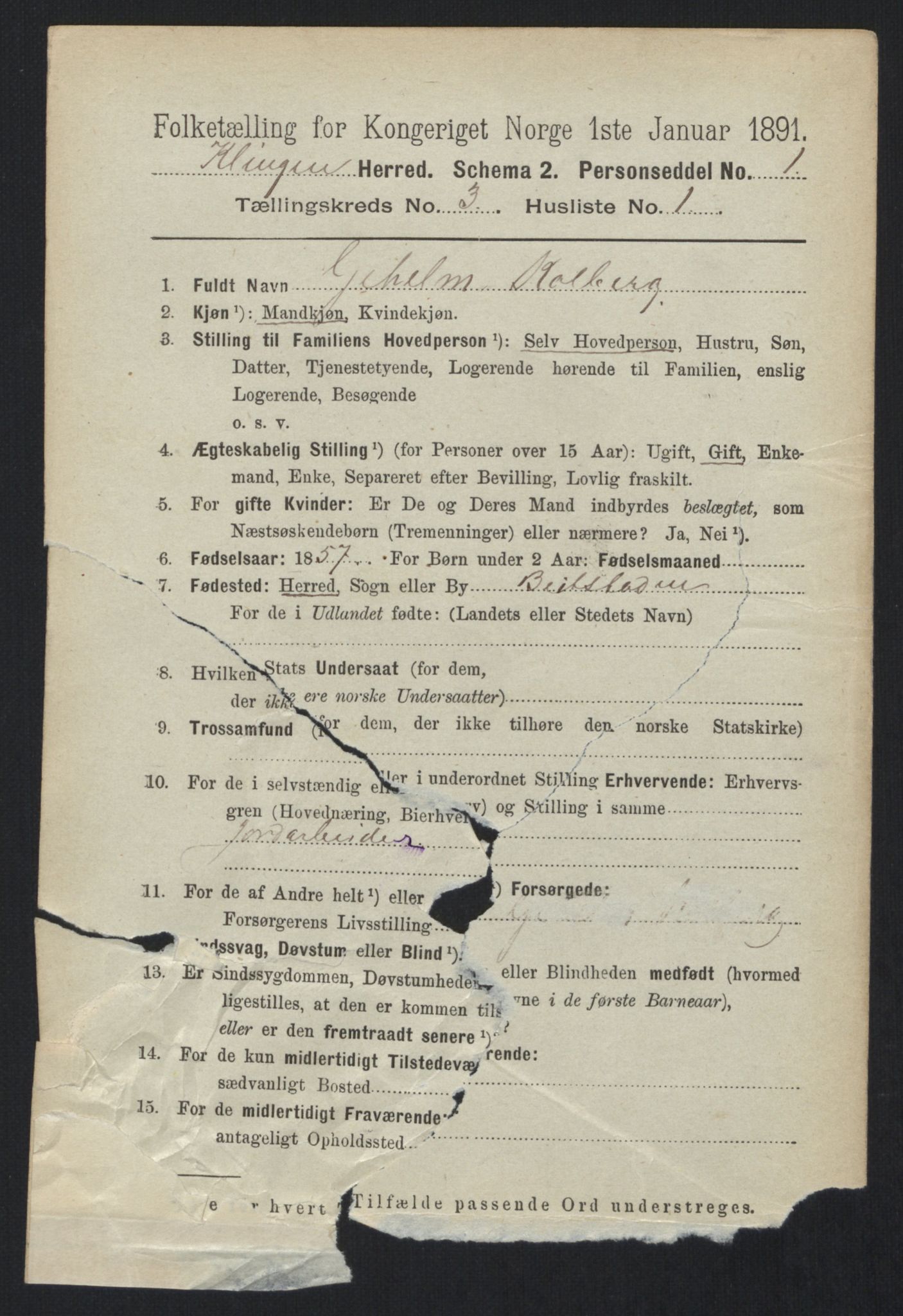 RA, 1891 census for 1746 Klinga, 1891, p. 708