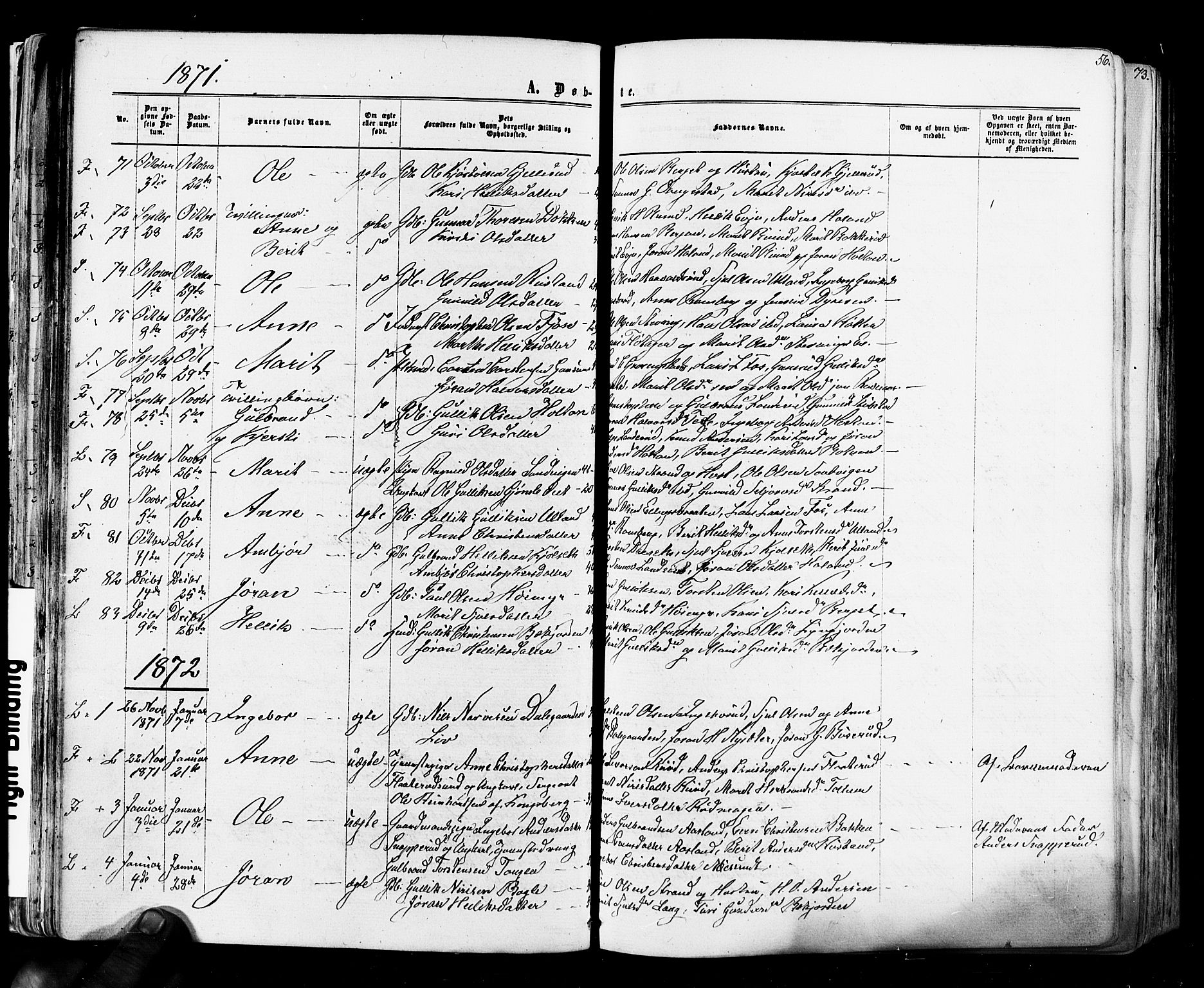 Flesberg kirkebøker, SAKO/A-18/F/Fa/L0007: Parish register (official) no. I 7, 1861-1878, p. 56