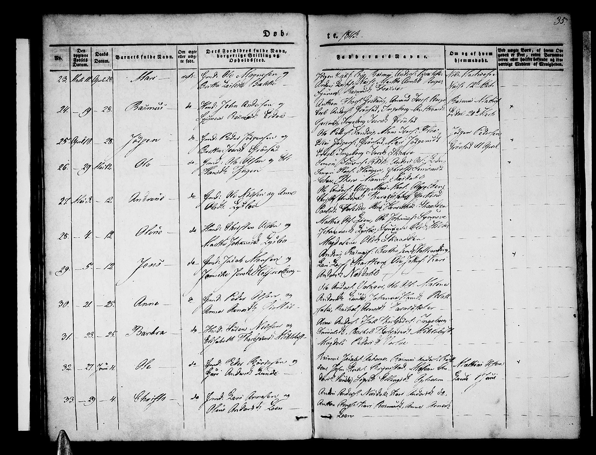 Stryn Sokneprestembete, AV/SAB-A-82501: Parish register (official) no. A 1, 1832-1845, p. 35