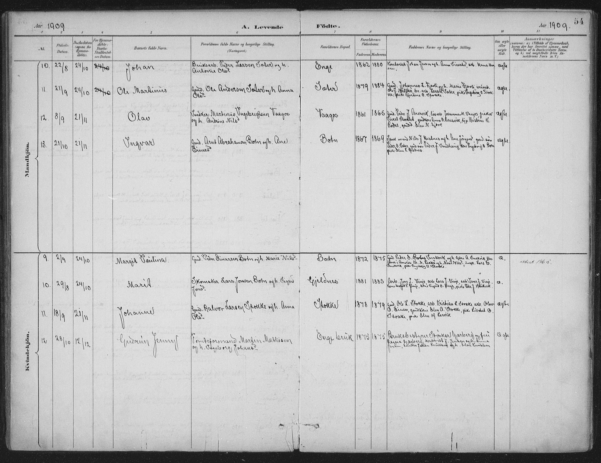 Ministerialprotokoller, klokkerbøker og fødselsregistre - Møre og Romsdal, AV/SAT-A-1454/580/L0925: Parish register (official) no. 580A02, 1888-1913, p. 54