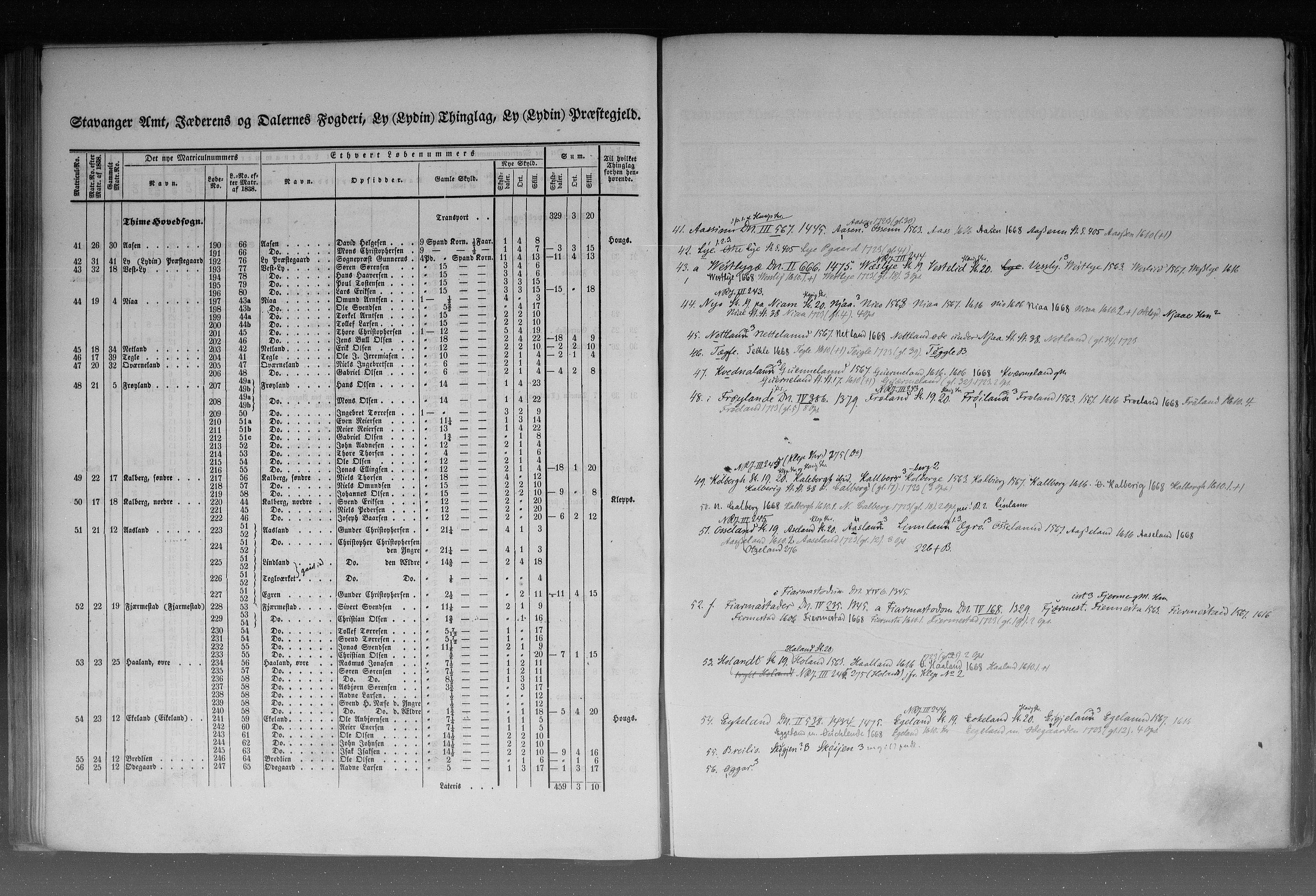 Rygh, RA/PA-0034/F/Fb/L0010: Matrikkelen for 1838 - Stavanger amt (Rogaland fylke), 1838