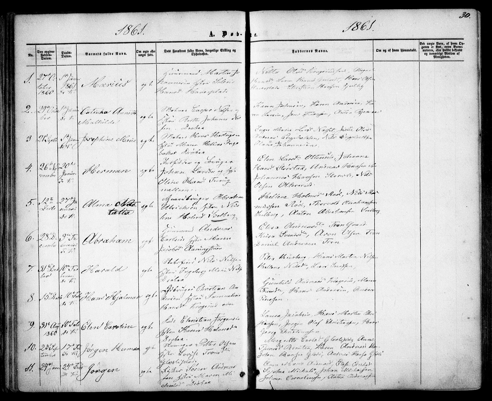 Drøbak prestekontor Kirkebøker, SAO/A-10142a/F/Fa/L0002: Parish register (official) no. I 2, 1858-1870, p. 30