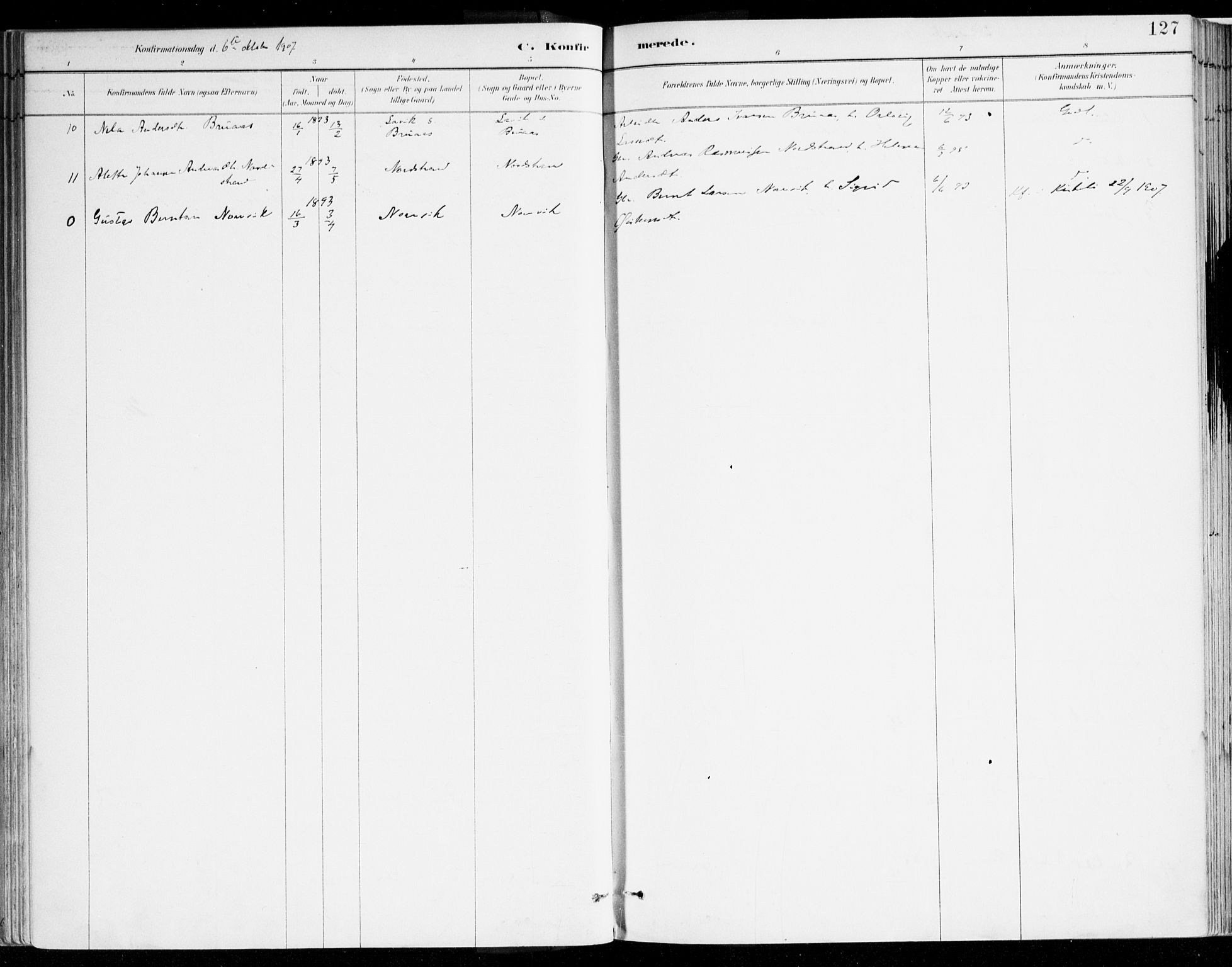 Lavik sokneprestembete, AV/SAB-A-80901: Parish register (official) no. B 1, 1882-1908, p. 127