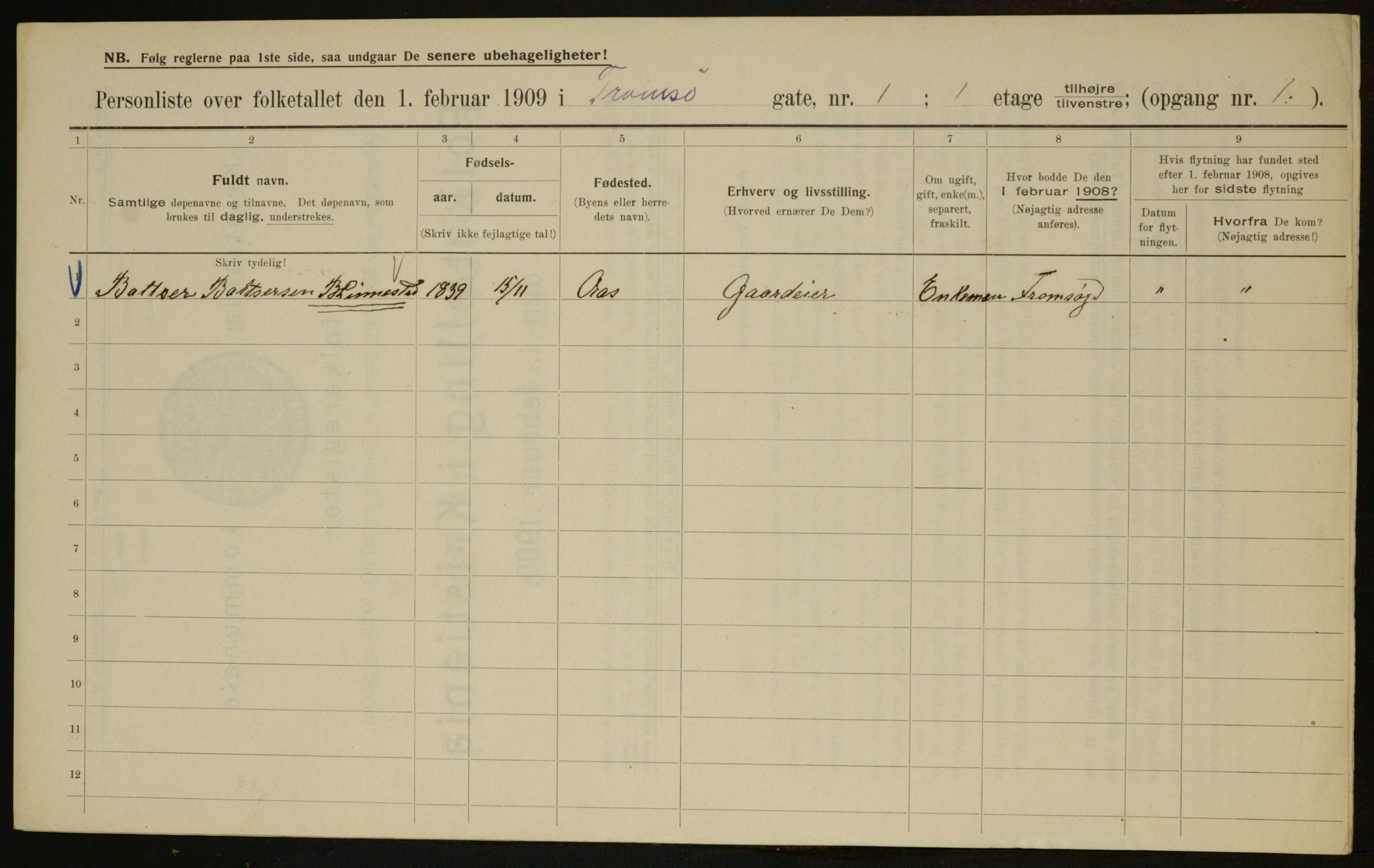 OBA, Municipal Census 1909 for Kristiania, 1909, p. 104851