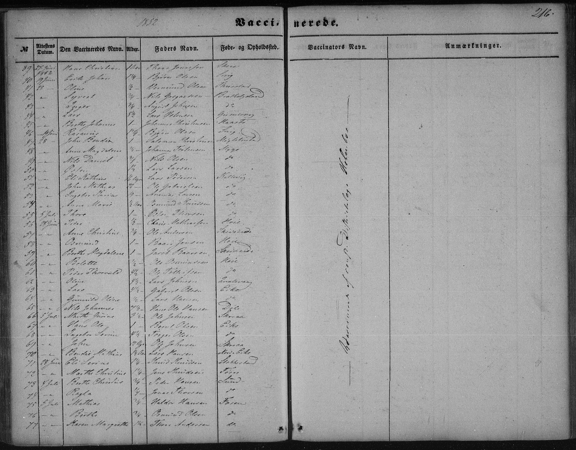 Avaldsnes sokneprestkontor, AV/SAST-A -101851/H/Ha/Haa/L0009: Parish register (official) no. A 9, 1853-1865, p. 216