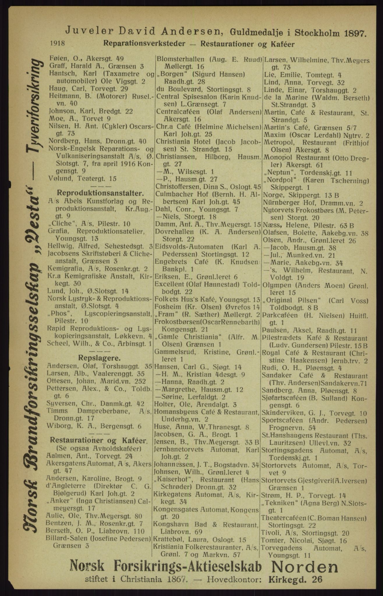 Kristiania/Oslo adressebok, PUBL/-, 1916, p. 1918