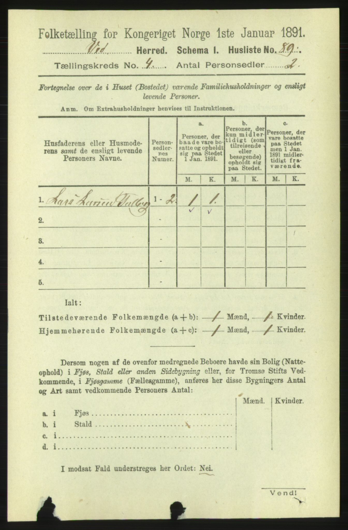 RA, 1891 census for 1541 Veøy, 1891, p. 1824