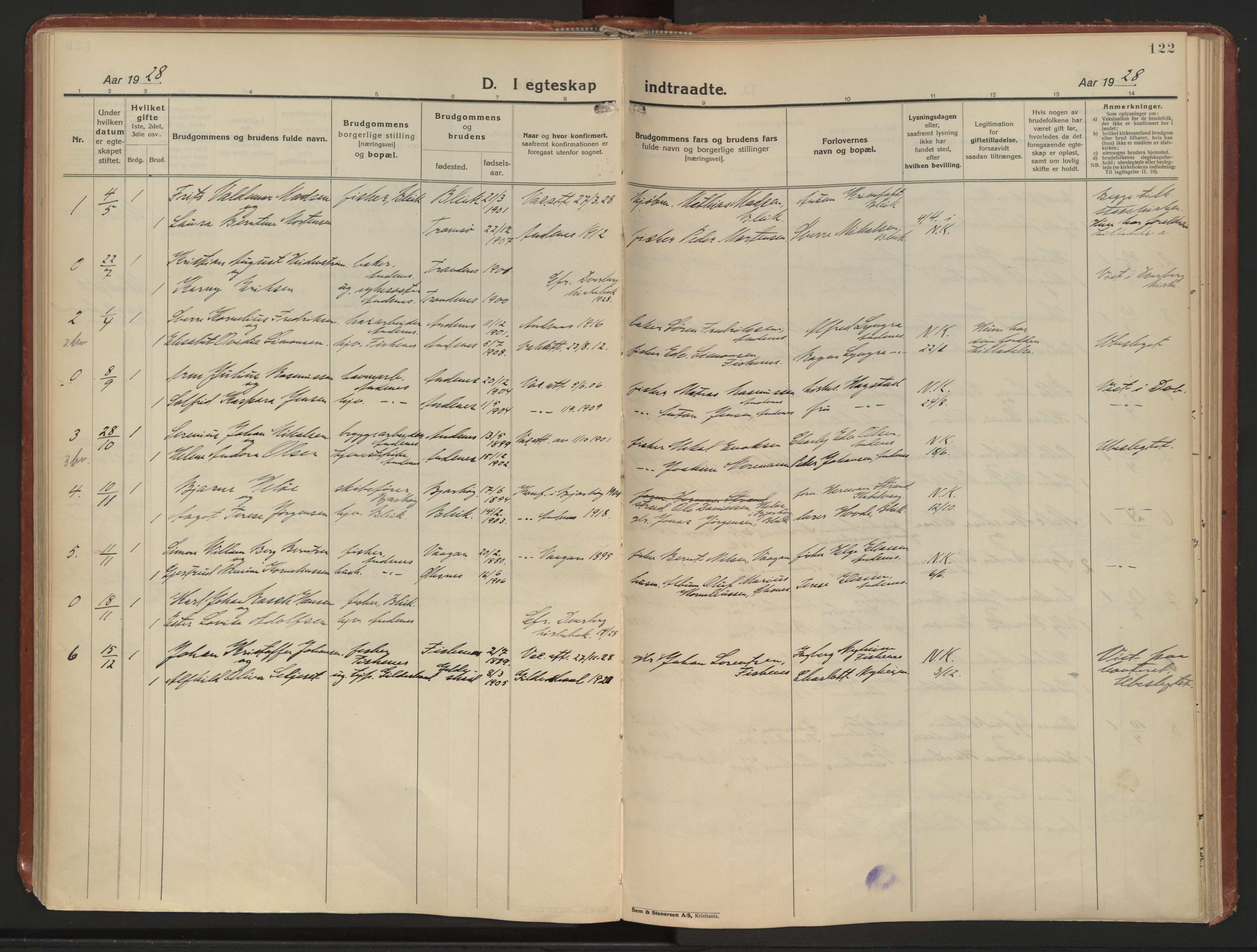 Ministerialprotokoller, klokkerbøker og fødselsregistre - Nordland, SAT/A-1459/899/L1441: Parish register (official) no. 899A09, 1923-1939, p. 122