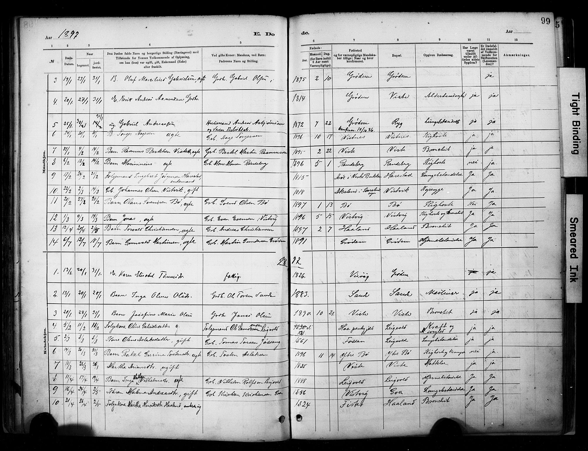 Hetland sokneprestkontor, AV/SAST-A-101826/30/30BA/L0009: Parish register (official) no. A 9, 1882-1918, p. 99