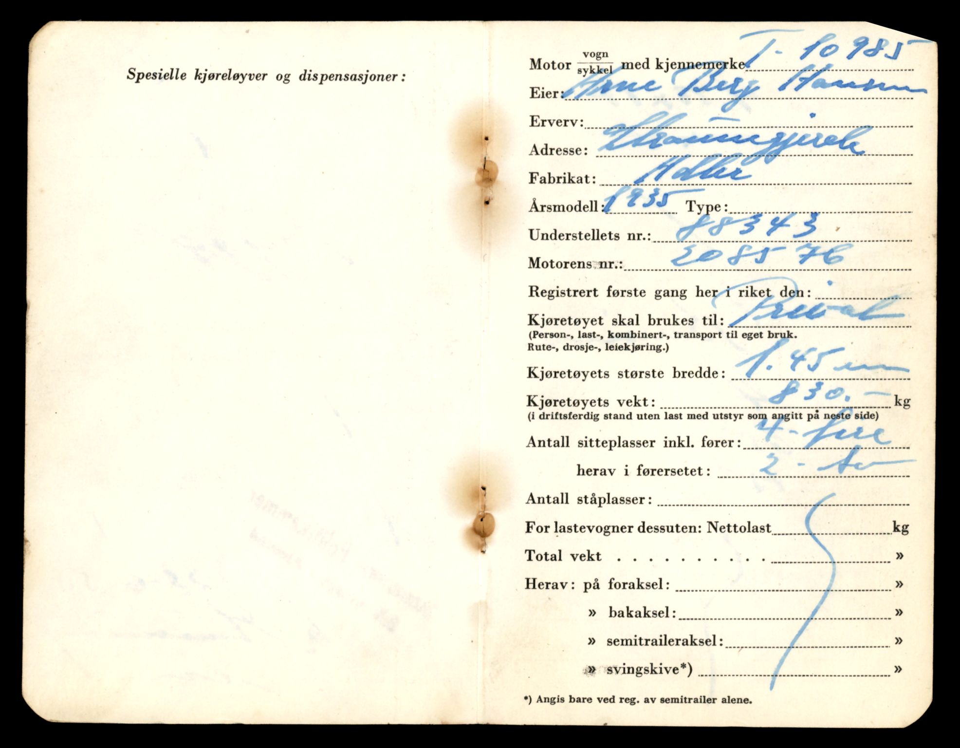 Møre og Romsdal vegkontor - Ålesund trafikkstasjon, AV/SAT-A-4099/F/Fe/L0025: Registreringskort for kjøretøy T 10931 - T 11045, 1927-1998, p. 1469